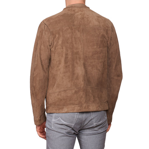 SERAPHIN Brown Suede Goat Leather Unlined Cafe Racer Biker Jacket FR 5 ...