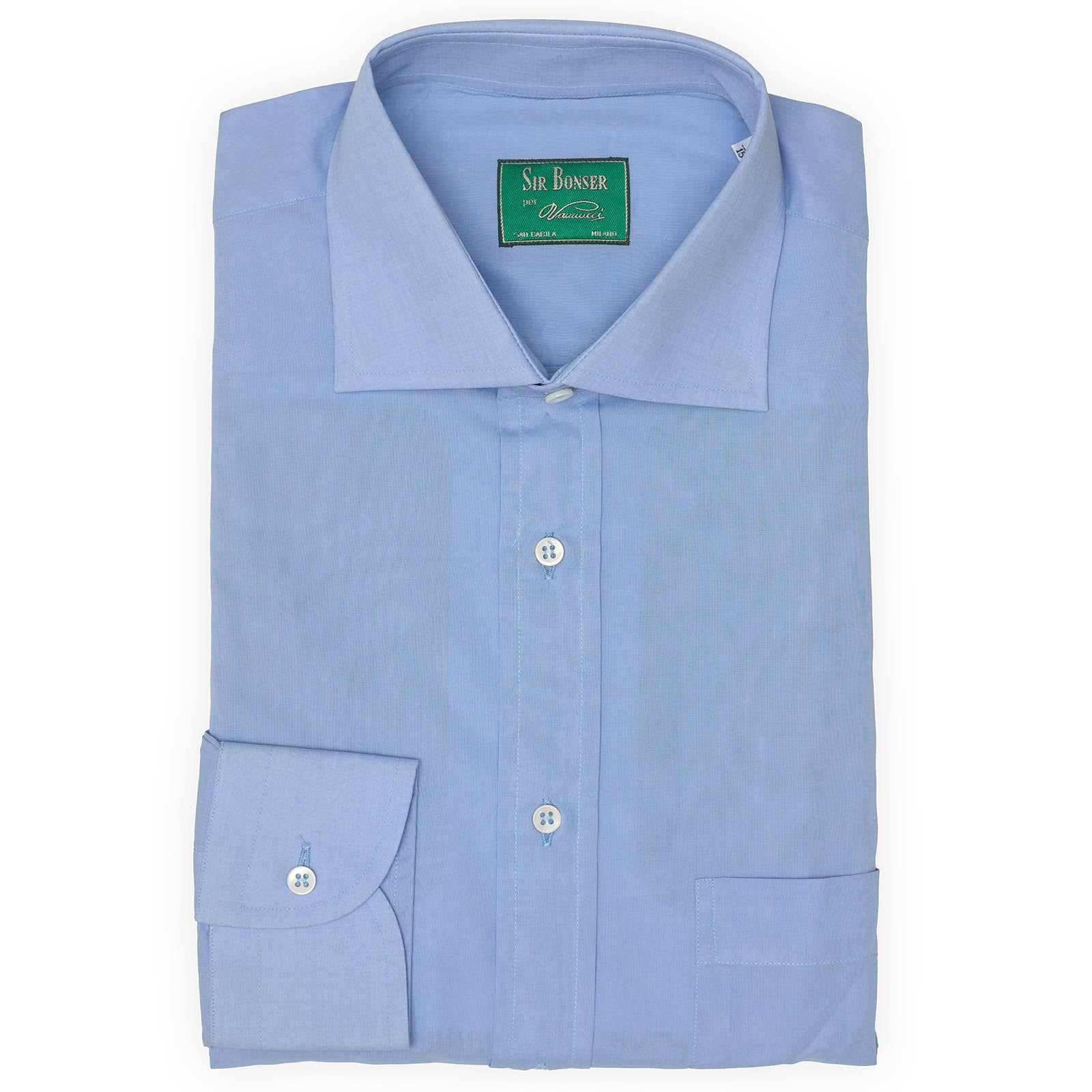 SIR BONSER for Vannucci Blue Cotton Dress Shirt EU 40 NEW US 15.75