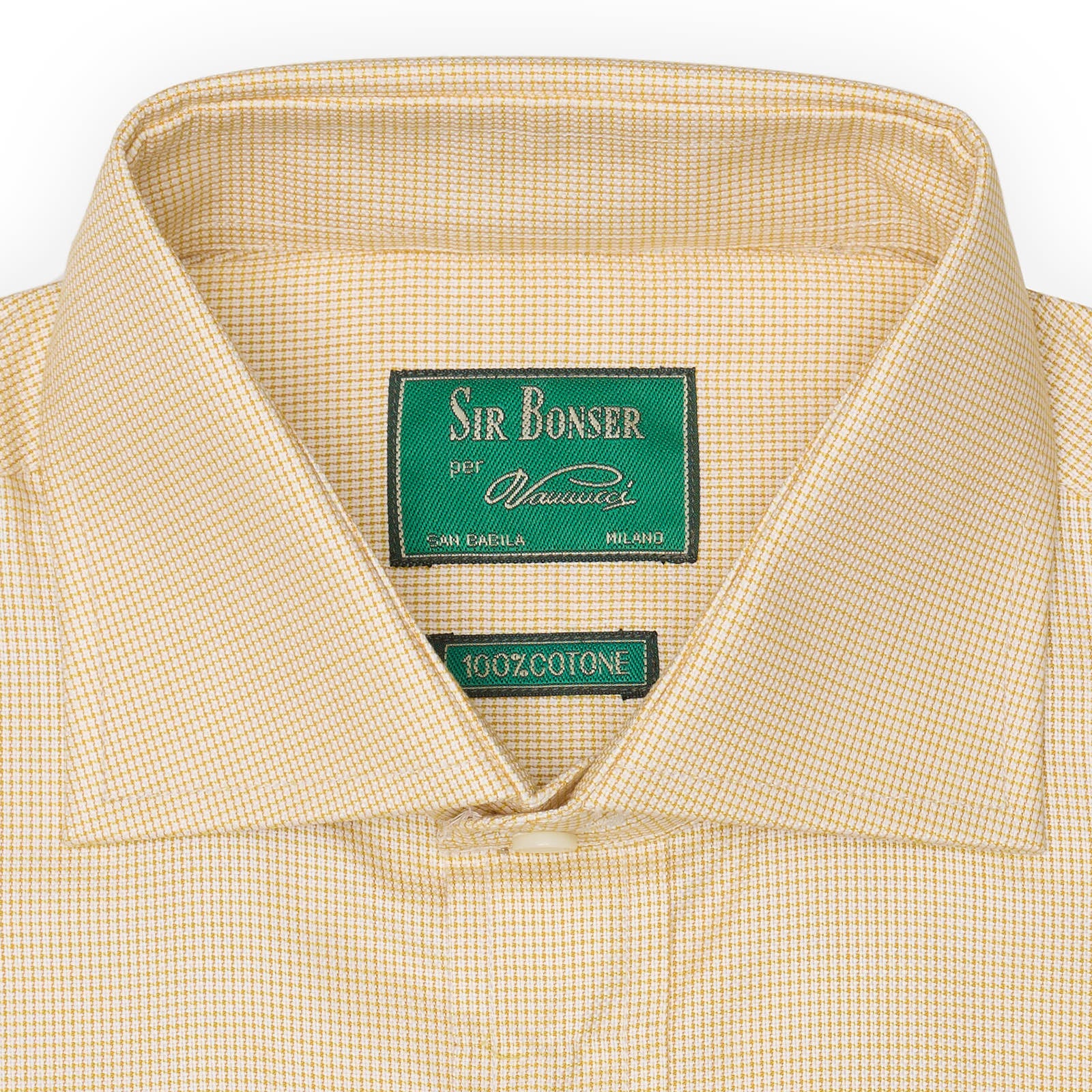 SIR BONSER for Vannucci Gold Fancy Check Royal Oxford Cotton Shirt EU 38 NEW US 15