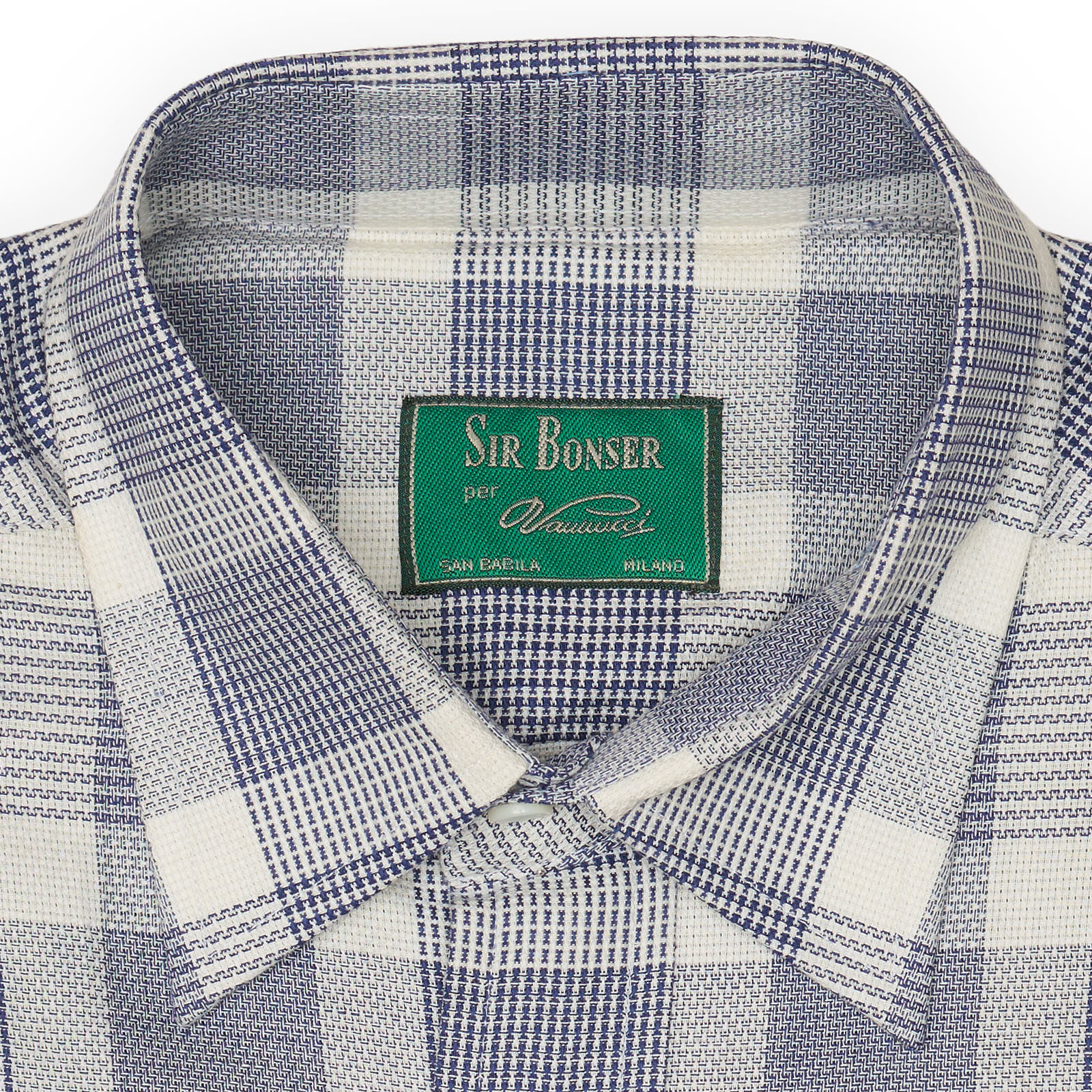 SIR BONSER for Vannucci Navy Blue Plaid Cotton Shirt EU 38 NEW US 15