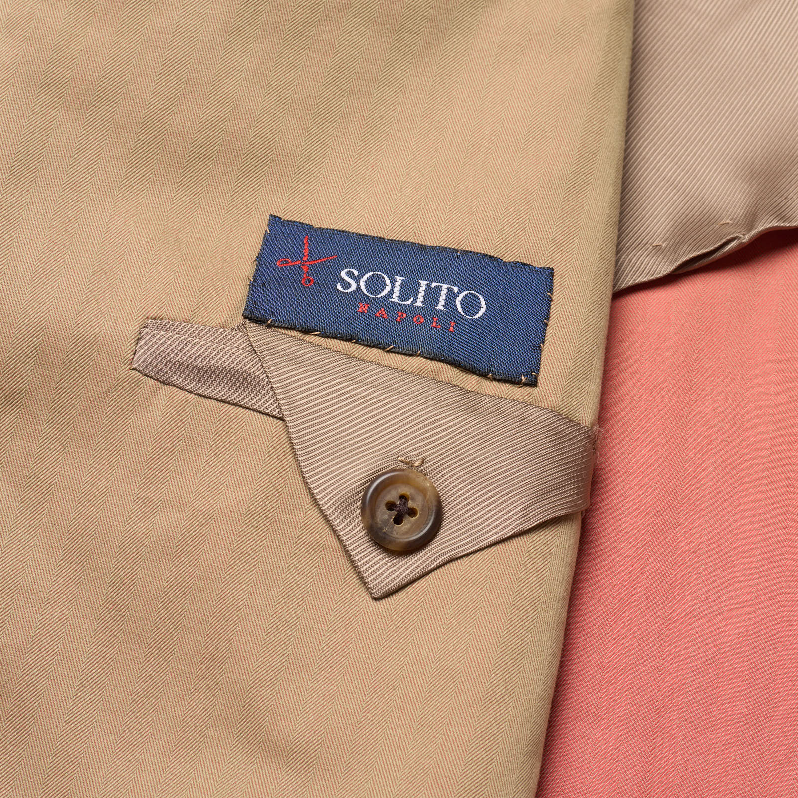 Sartoria SOLITO Napoli Bespoke Beige Herringbone Solaro Cotton Suits EU 48 US 38
