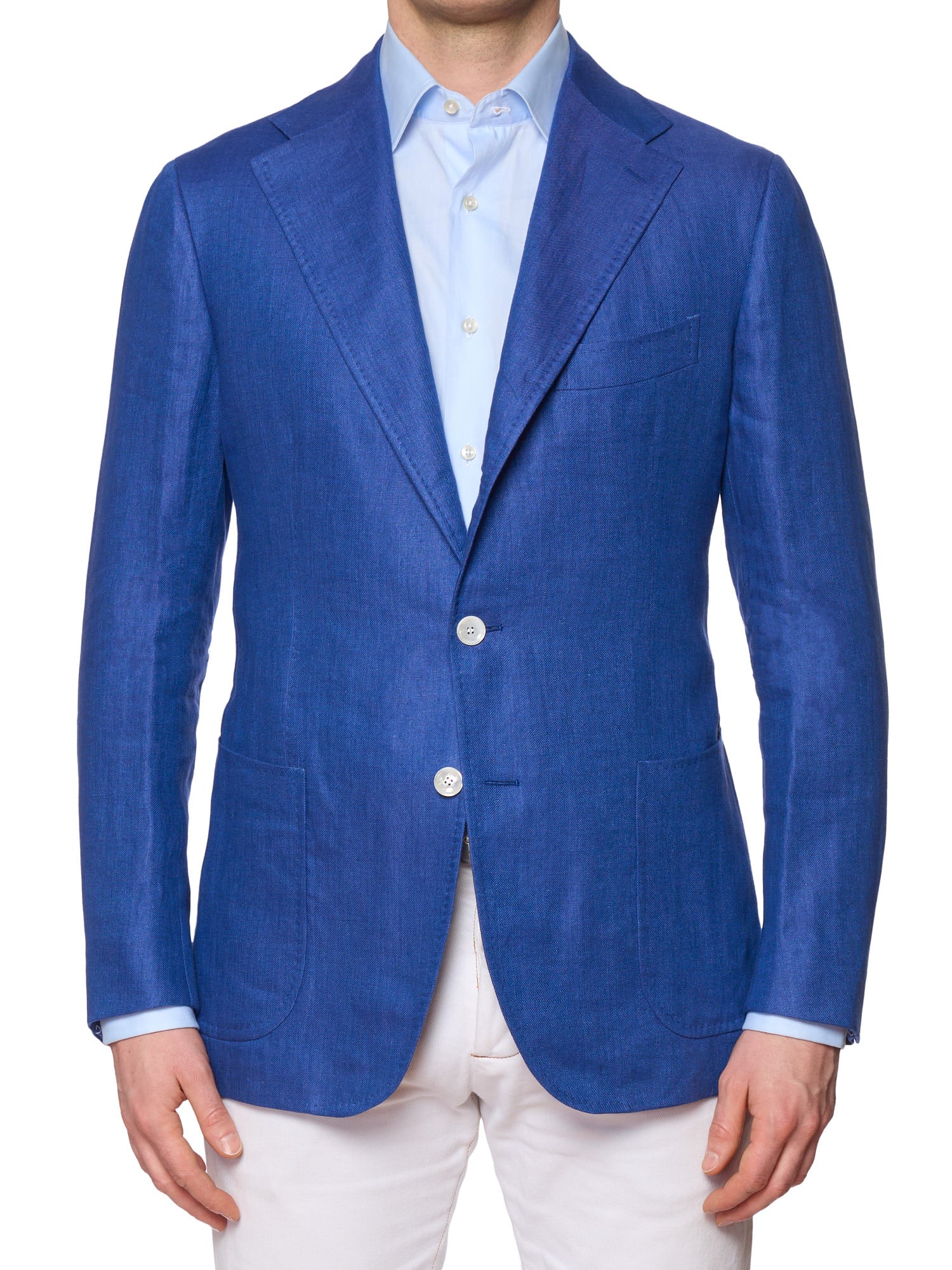 STILE LATINO Handmade Blue Melange Linen Summer Jacket NEW Fausto