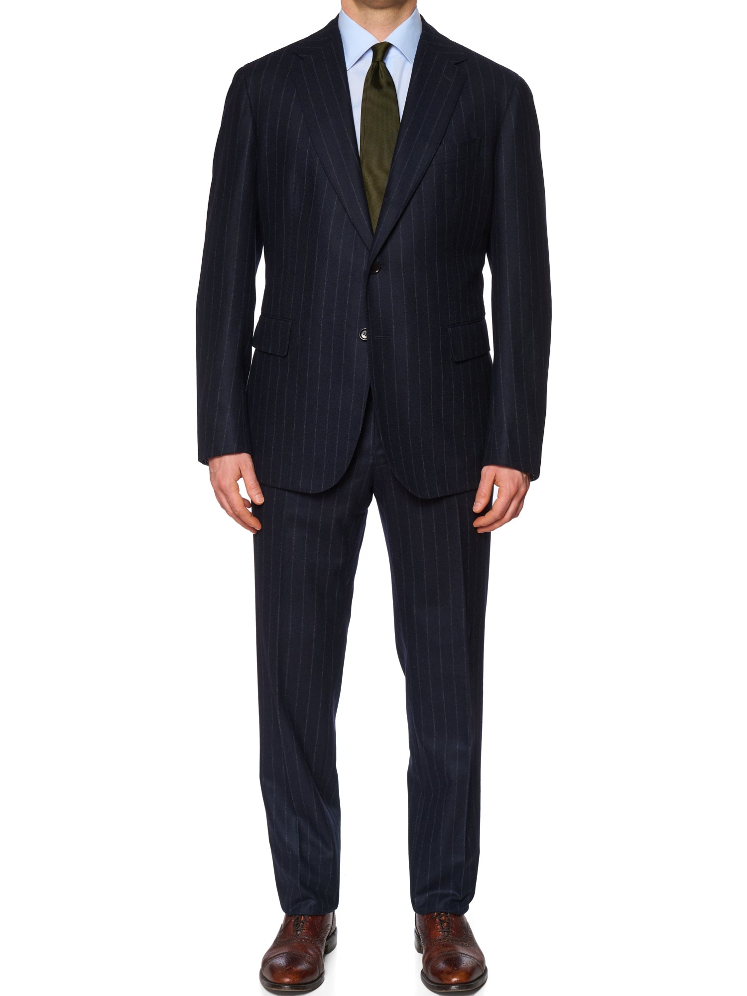 STILE LATINO Handmade Navy Chalk Stripe Wool Suit EU 54 NEW US 44 Long Vincenzo