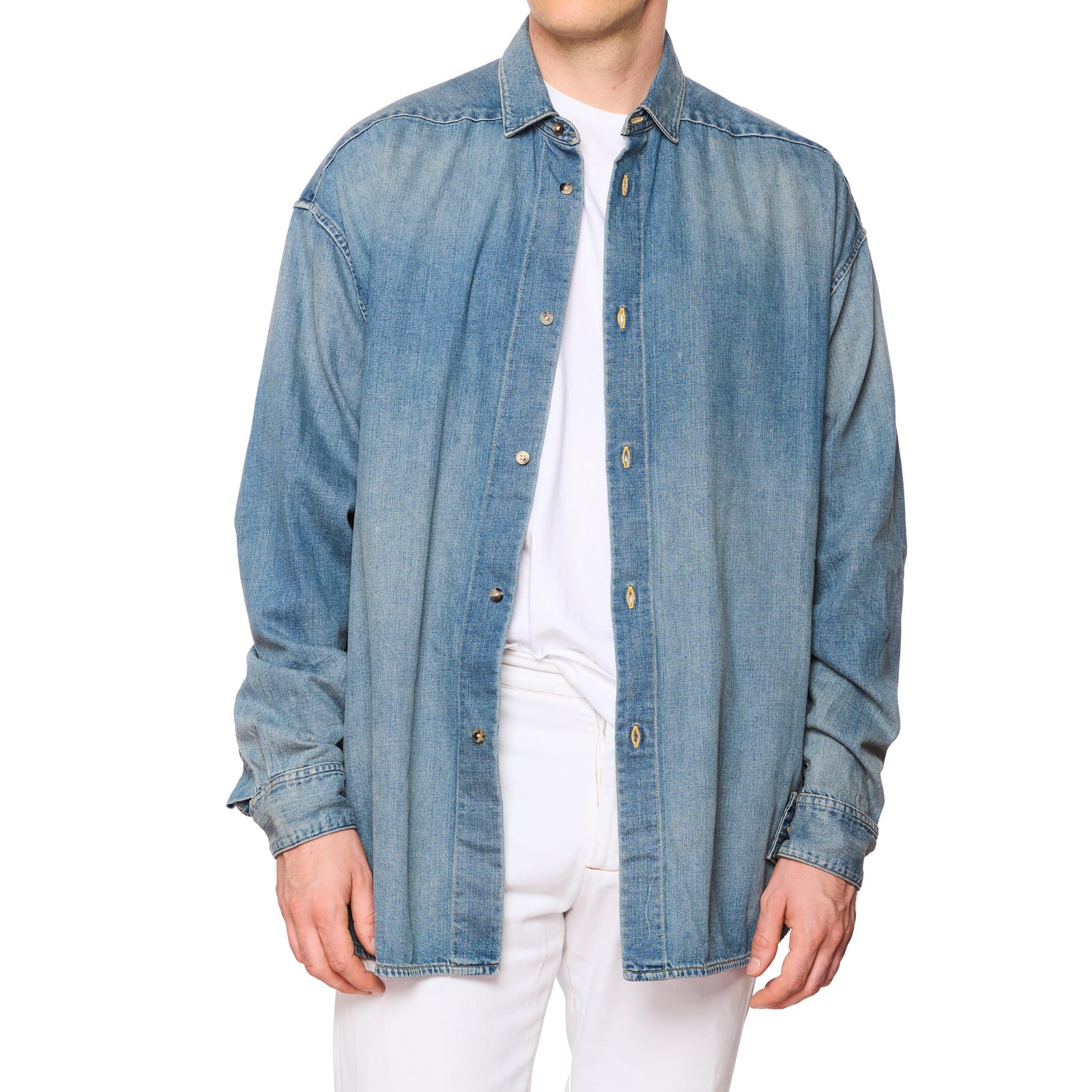 FEAR OF GOD Eternal Blue Denim Casual Shirt NEW Size L