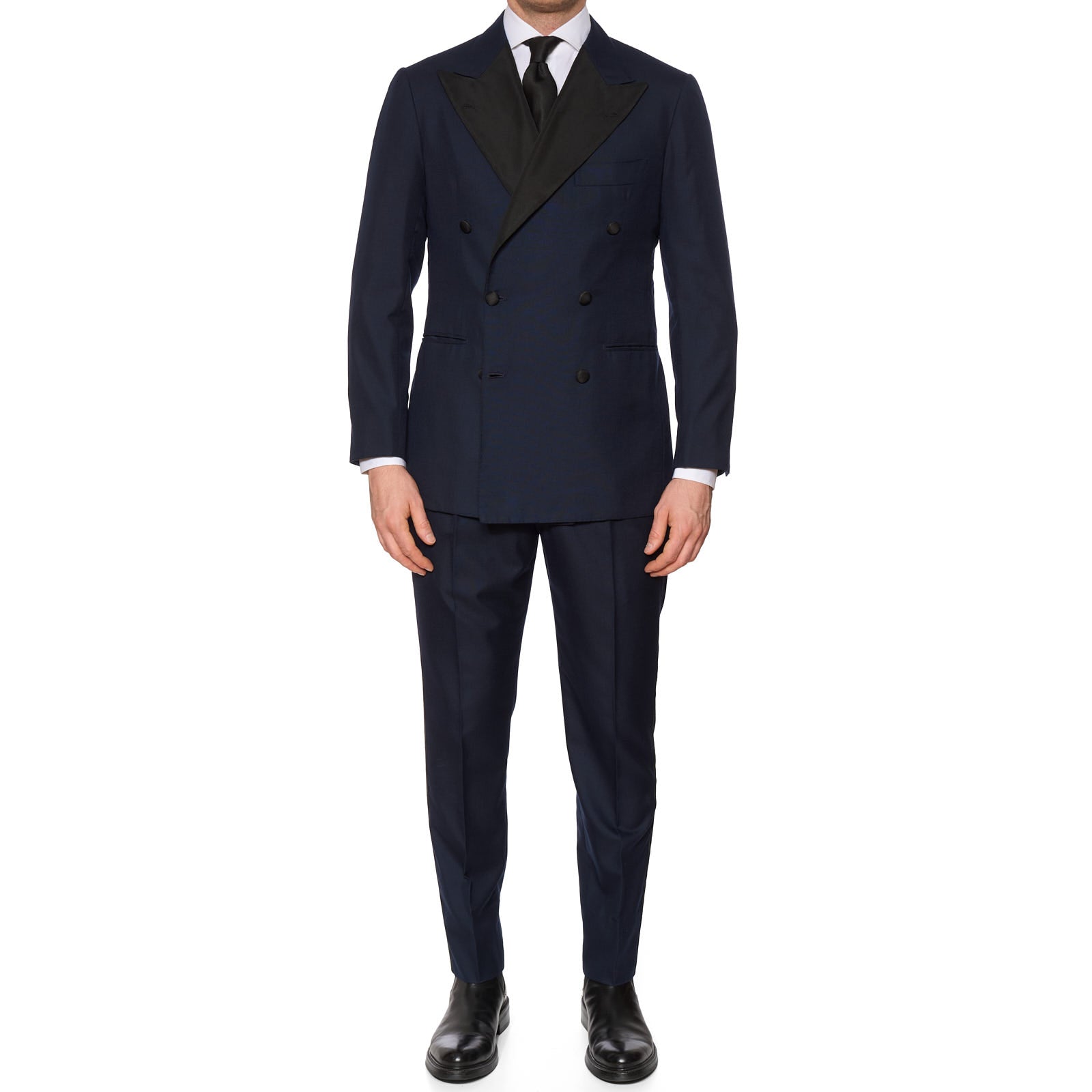 Sartoria CHIAIA Bespoke Handmade Midnight Blue Wool Tuxedo Suit EU 50 NEW US 38-40