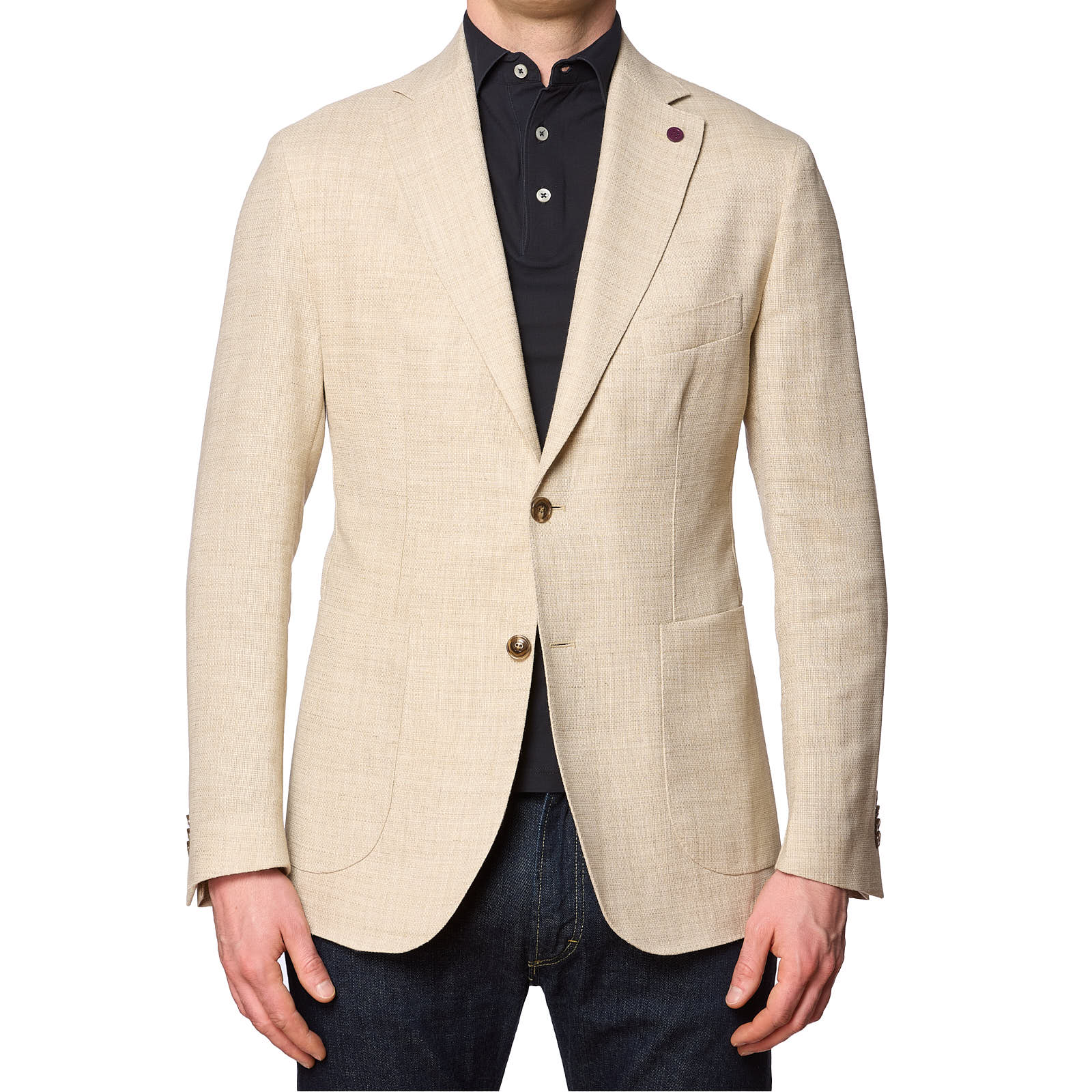 SARTORIA PARTENOPEA Beige Linen Hopsack Jacket NEW 