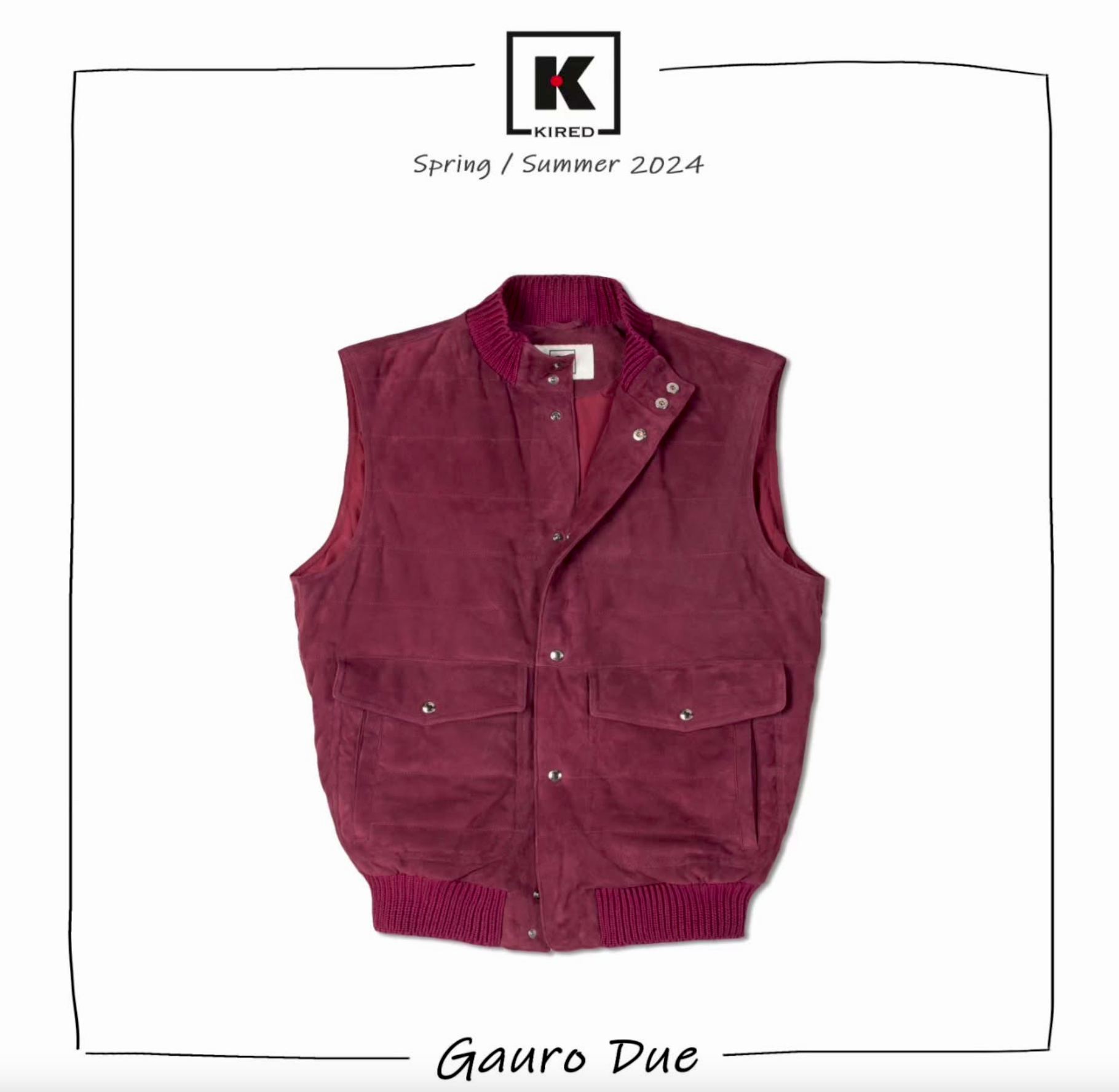 KITON KIRED "Gauro 2" Burgundy Lambskin Suede Leather Vest EU 50 NEW US M