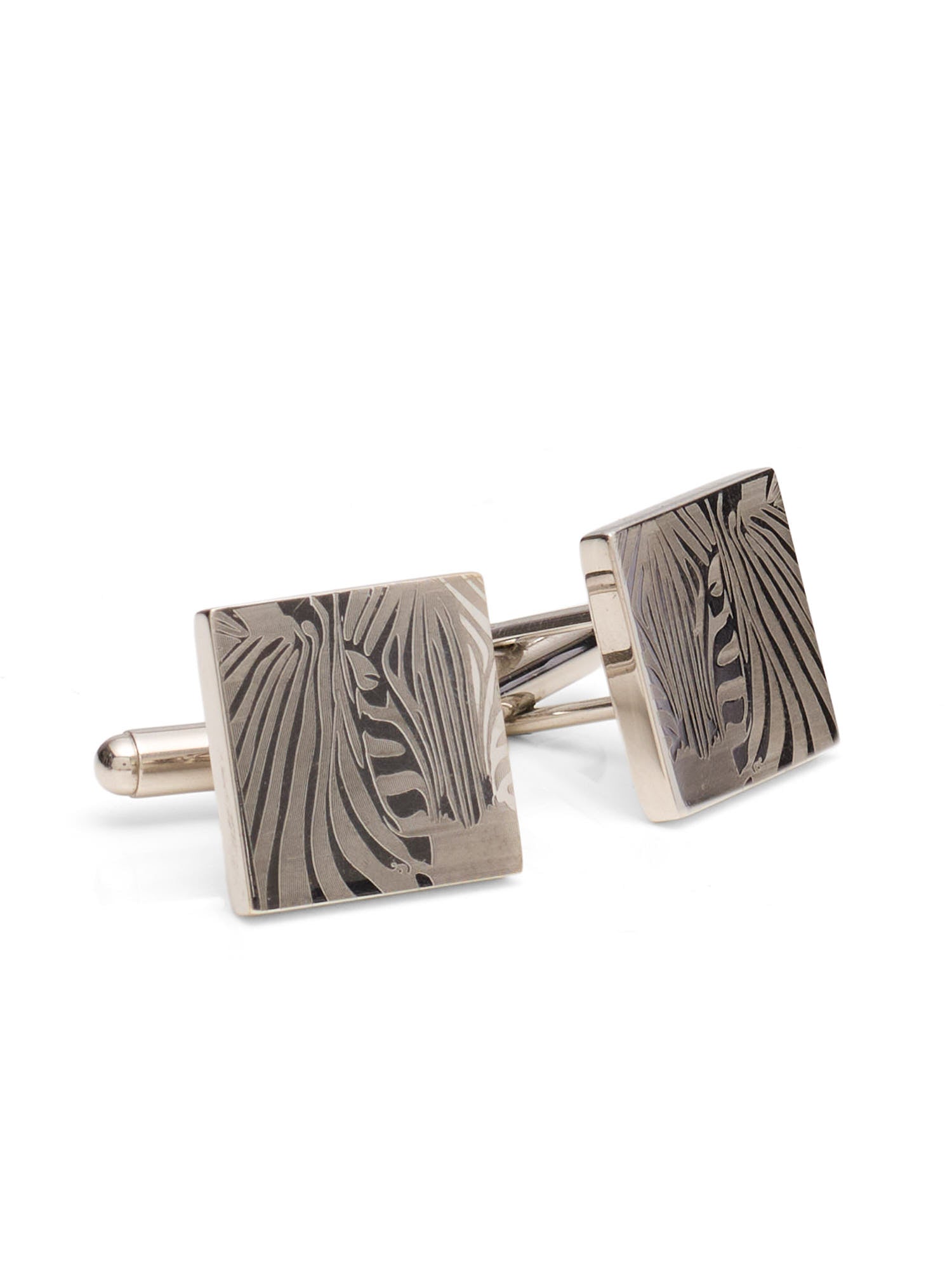 TATEOSSIAN London "Thompson" Zebra Square Steel Cufflinks NEW