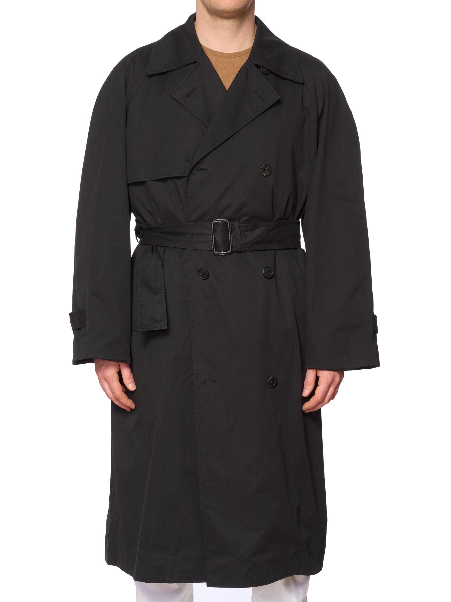 THE ROW Black Cotton-Cashmere DB Trench Coat EU 52 US L