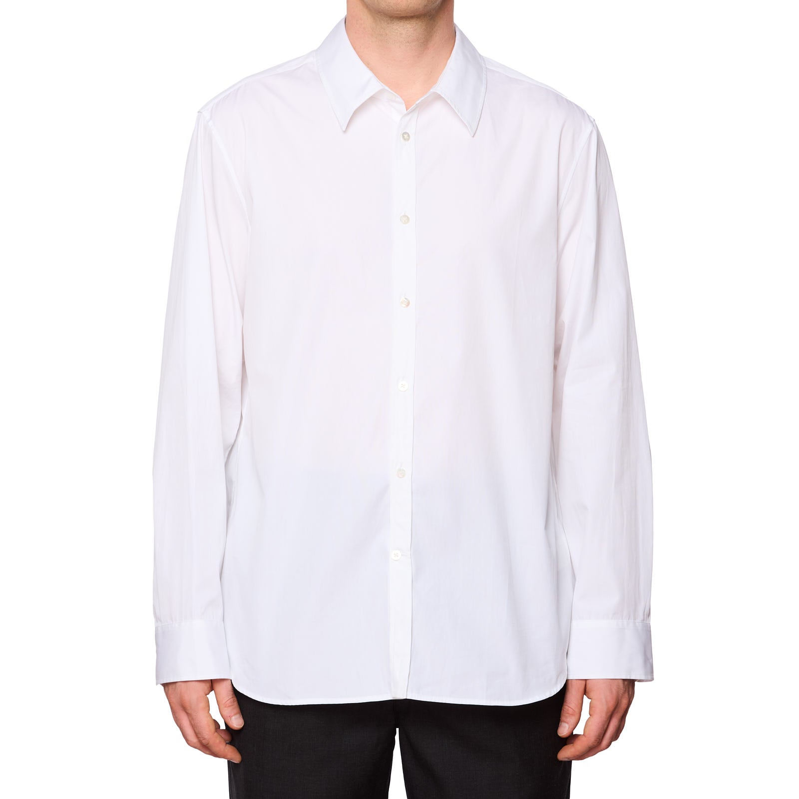 THE ROW White Cotton Poplin Dress Shirt NEW US L