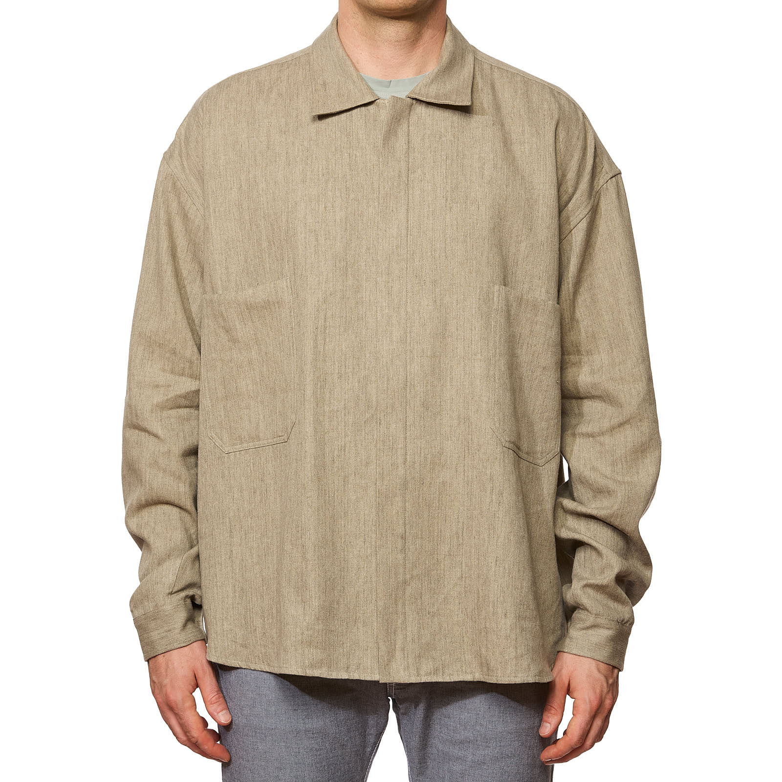 THE ROW "Amoneto" Beige Linen-Cashmere Jacket Overshirt NEW US L