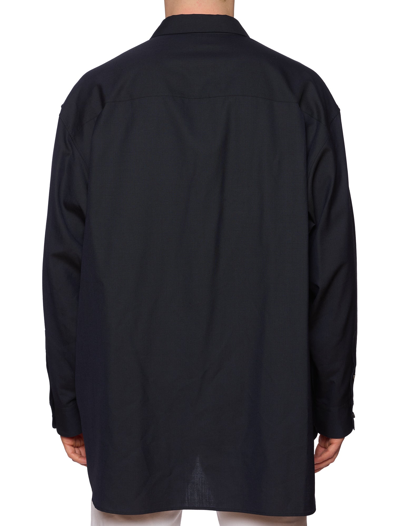 THE ROW "Lukre" Black Wool Oversized Shirt Size L NEW