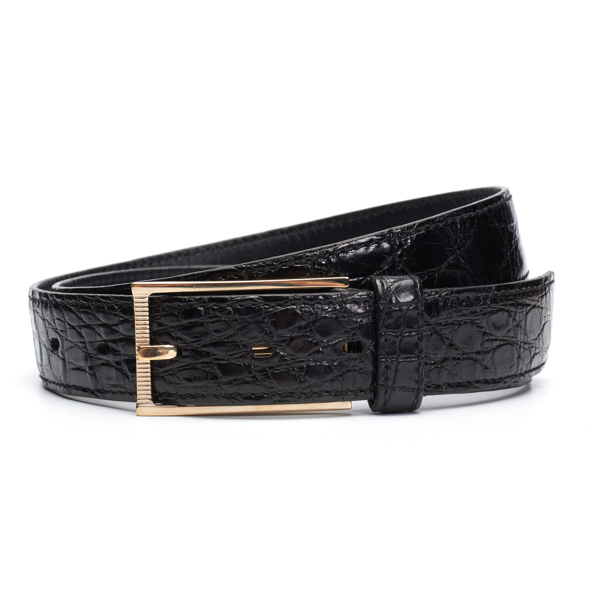 90s Wide Croc Embossed Leather Belt