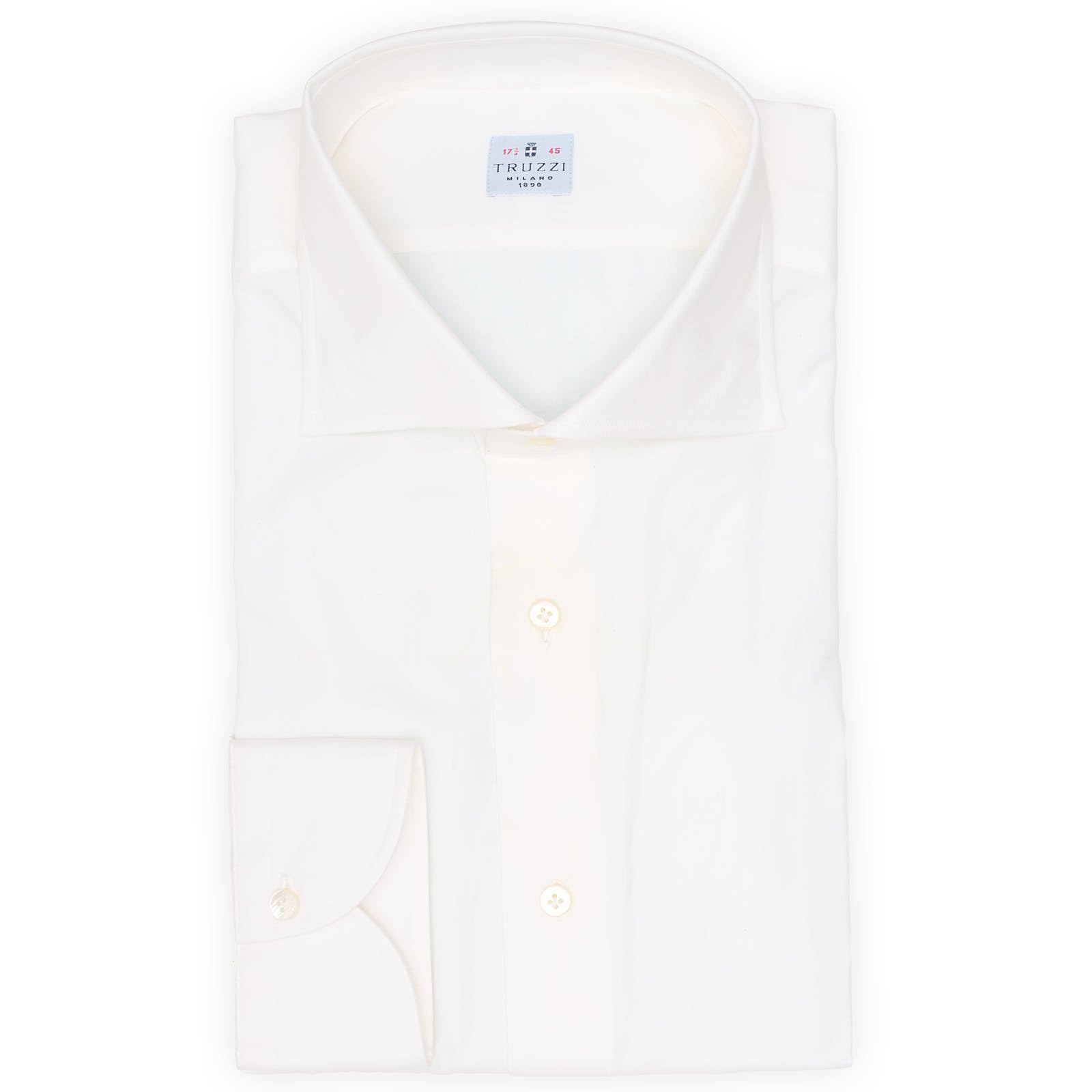 TRUZZI Milano White Twill Cotton Dress Shirt EU 45 NEW US 18