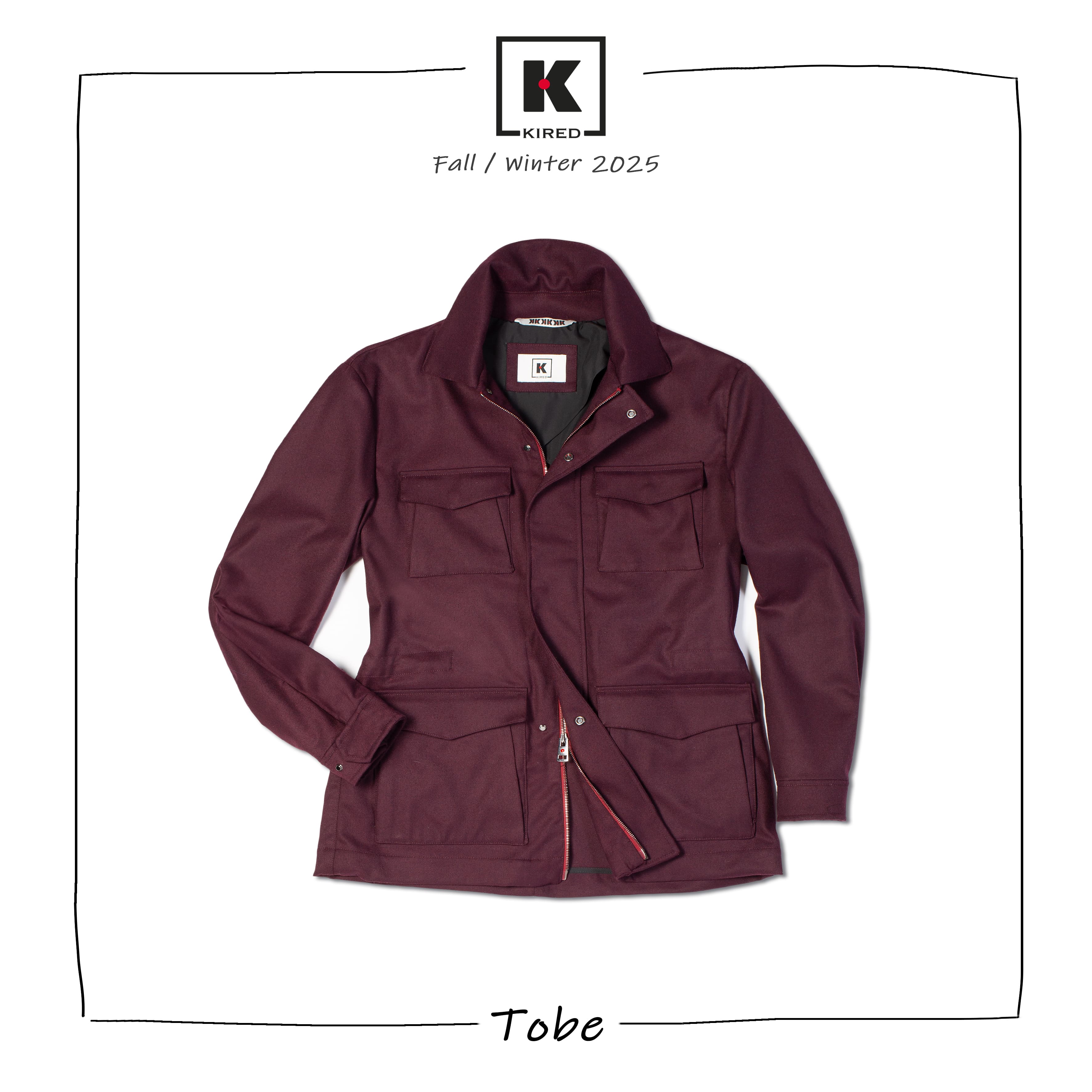 KITON KIRED "Tobe" Burgundy Cashmere Field Jacket EU 50 NEW US M 2025