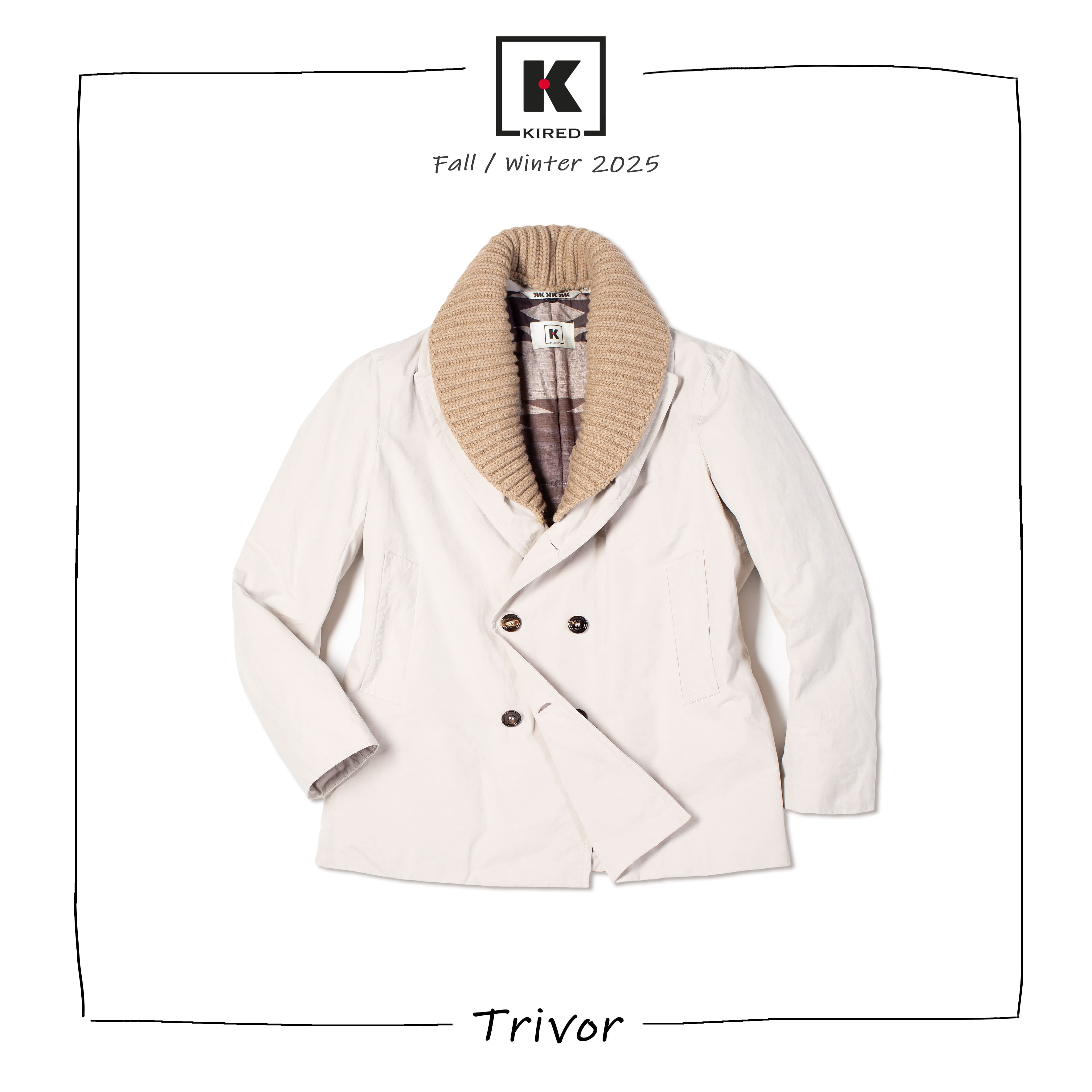 KITON KIRED "Trivor" Beige Fully Lined DB Pea Jeep Coat EU 50 US M 2025