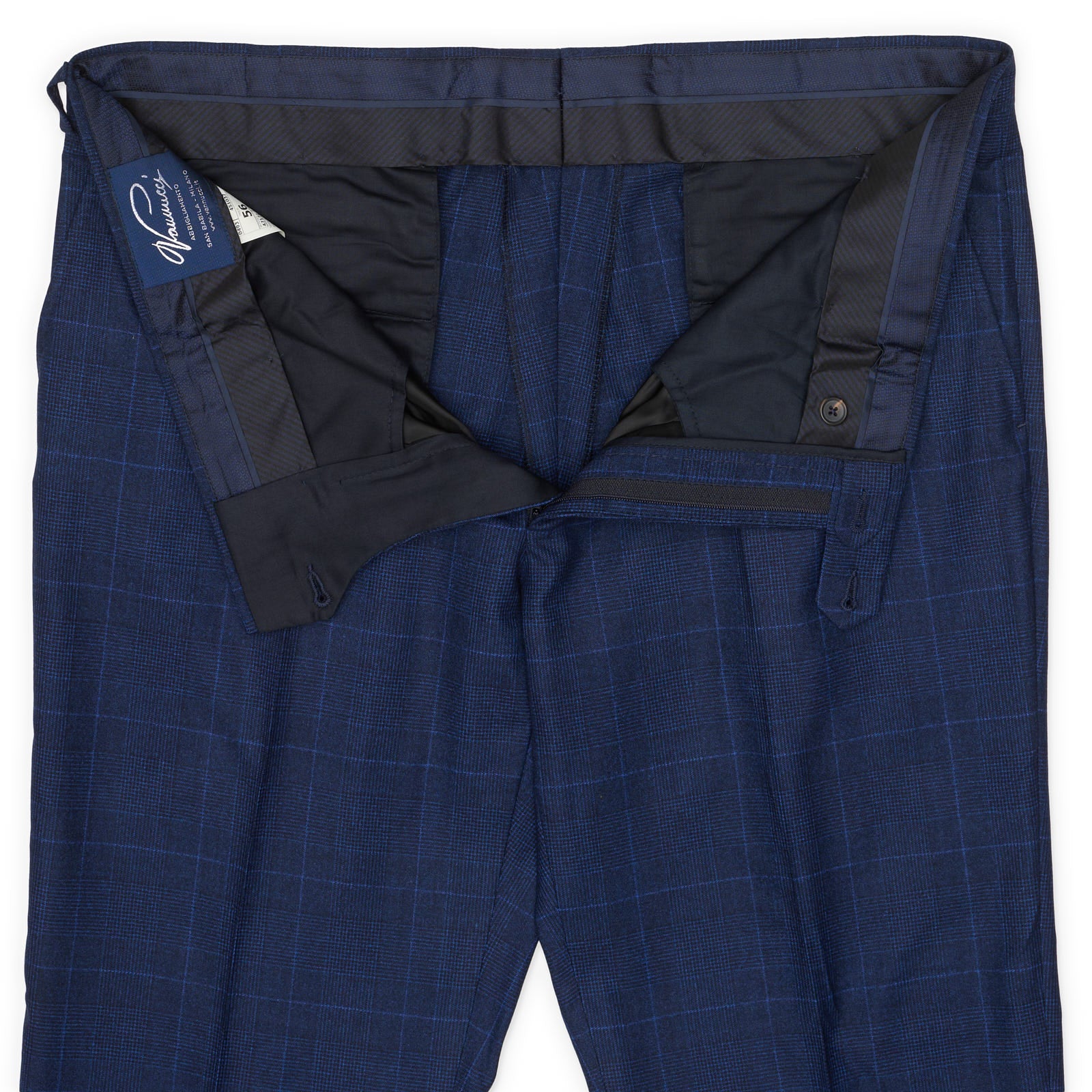 VANNUCCI MILANO Blue Plaid Wool Dress Pants EU 56 NEW US 40