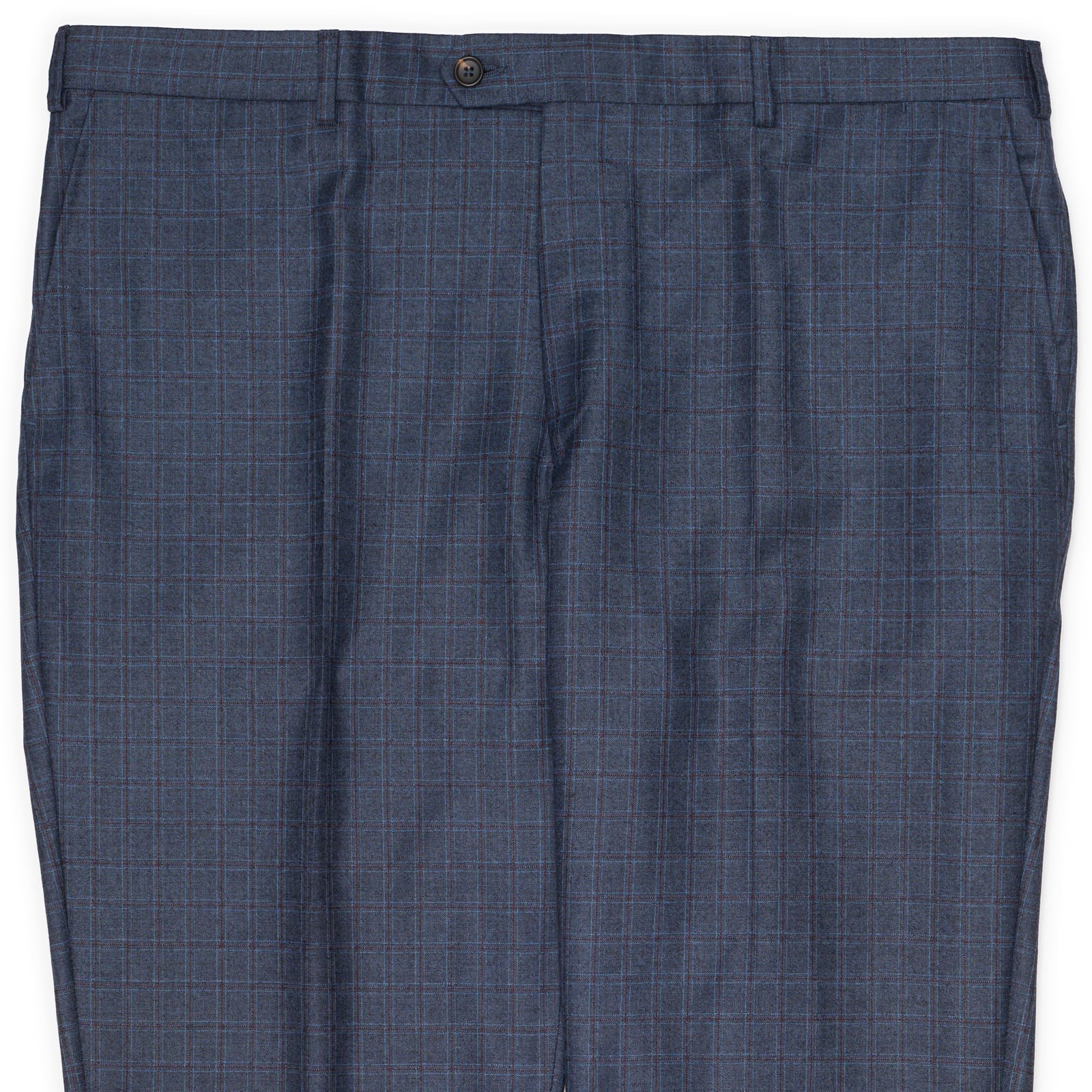 VANNUCCI MILANO Handmade Blue Wool-Cashmere Plaid Dress Pants EU 56 NEW US 40