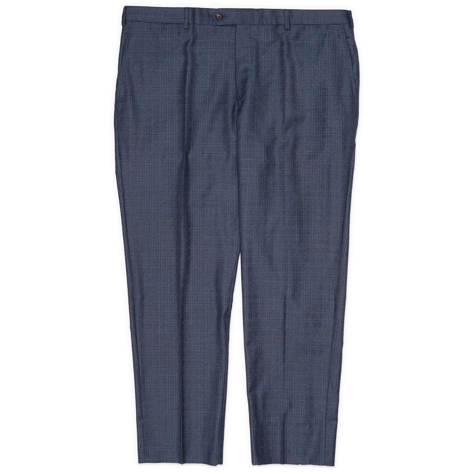 VANNUCCI MILANO Handmade Blue Wool-Cashmere Plaid Dress Pants EU 56 NEW US 40