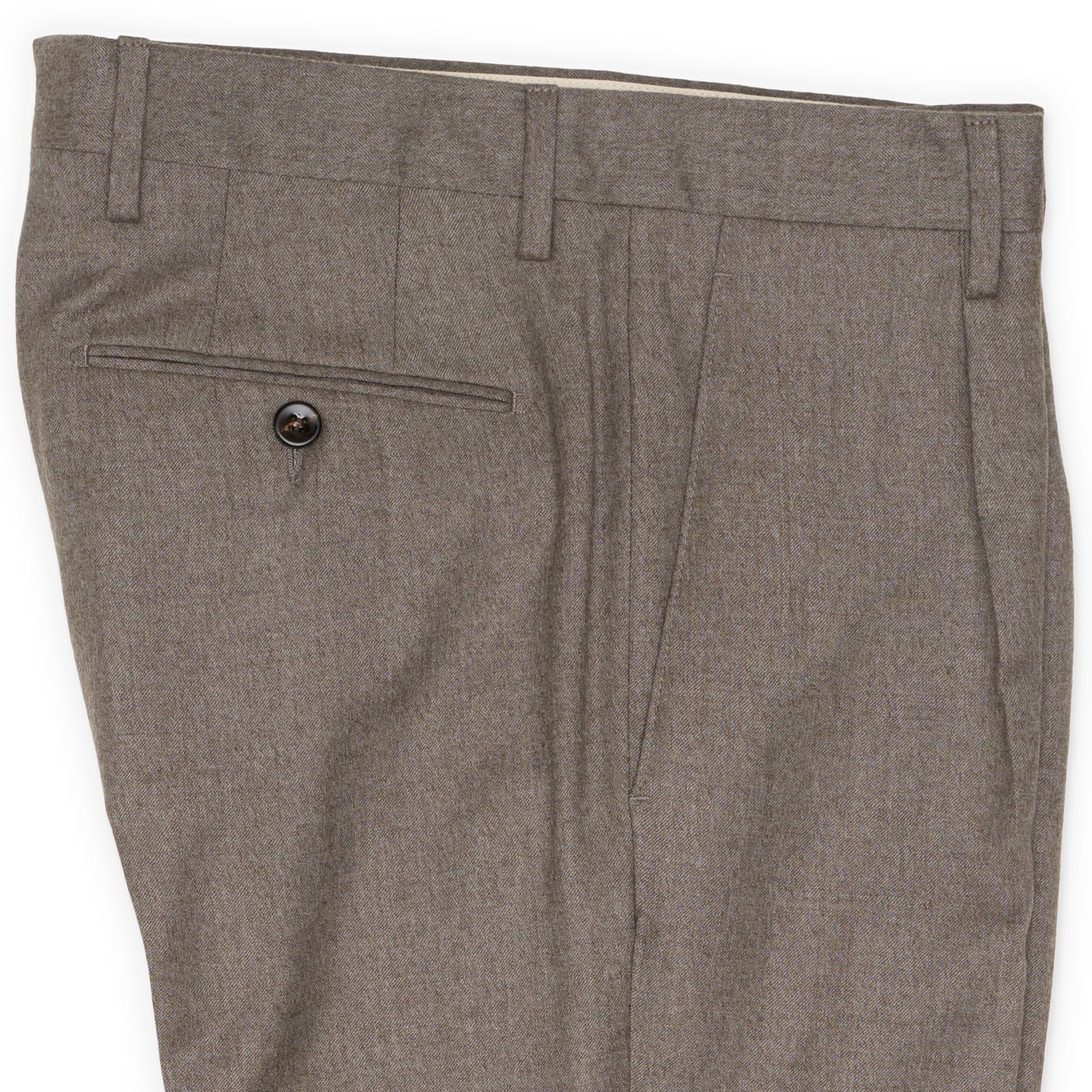 VANNUCCI MILANO Handmade Taupe Stretch Flannel Dress Pants EU 46 NEW US 30