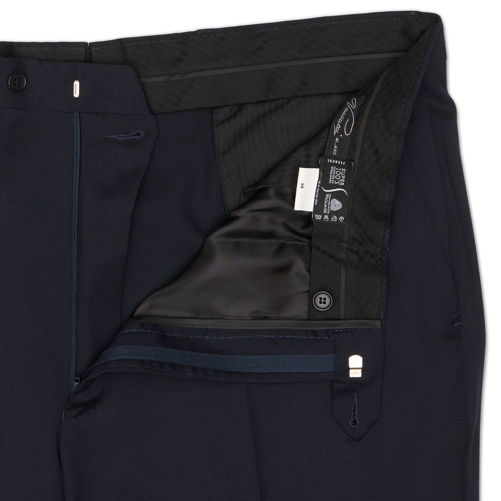 VANNUCCI MILANO Dark Blue Wool Super 100'S Pants NEW EU 58 NEW US 42