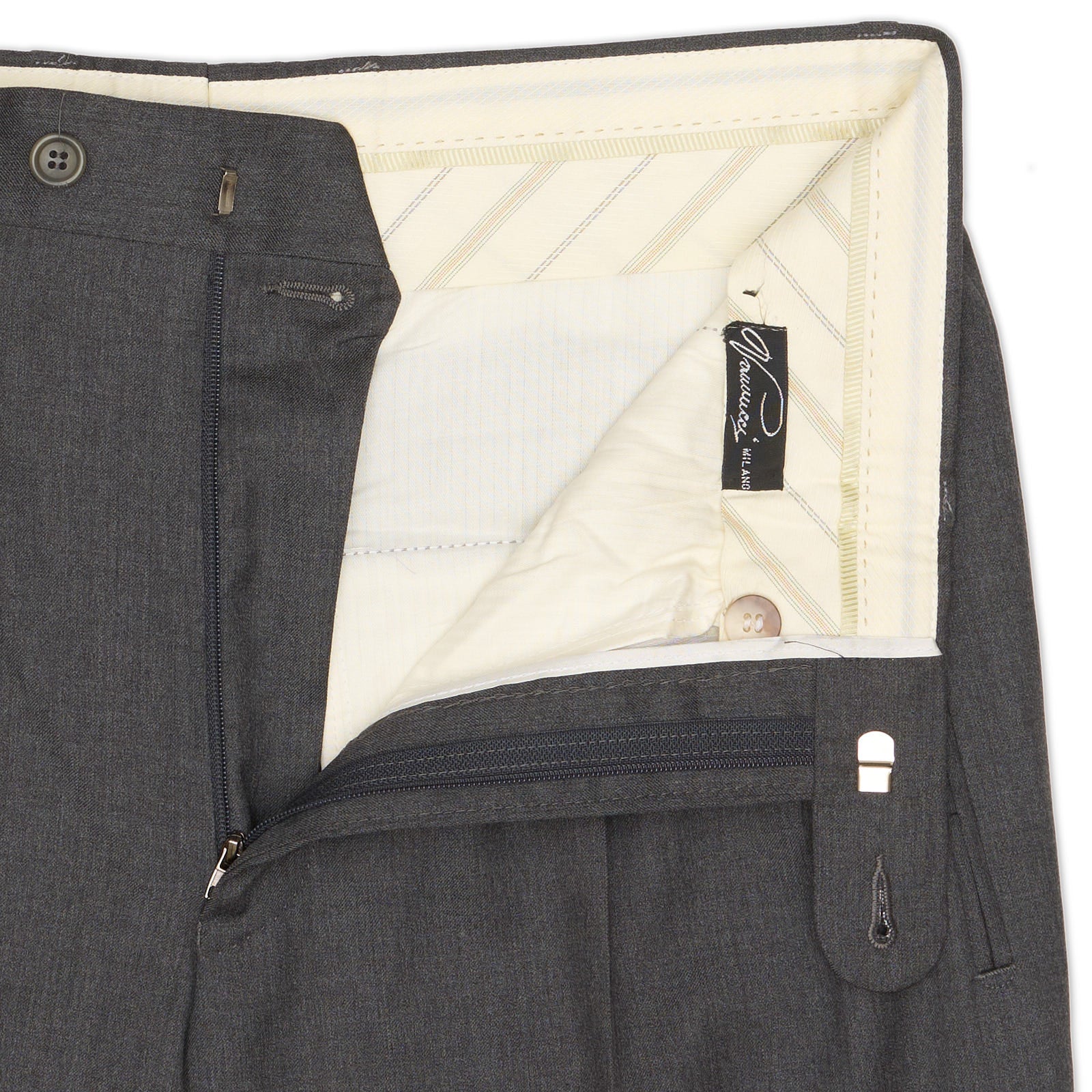 VANNUCCI MILANO Gray Loro Piana Wool Dress Pants NEW