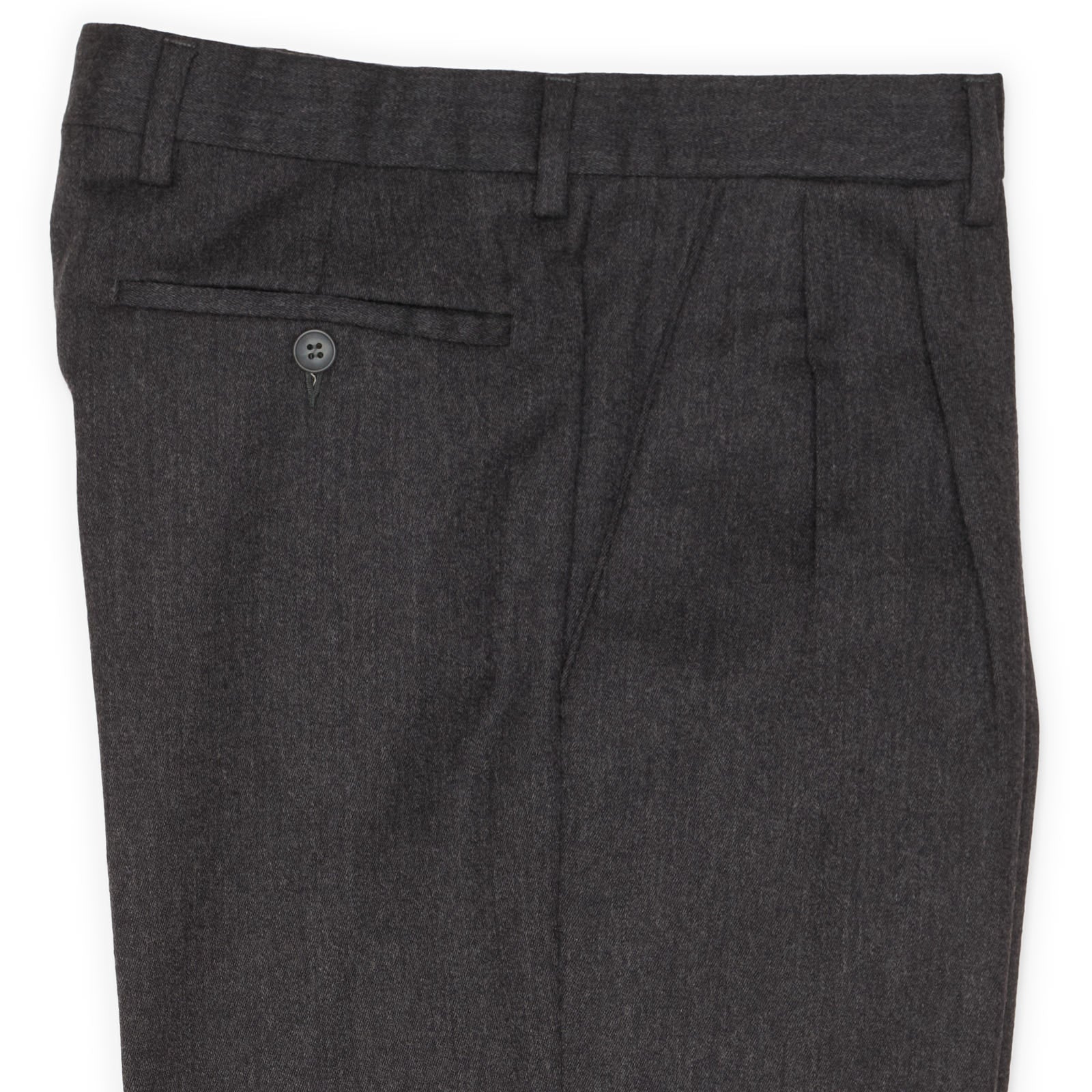 VANNUCCI MILANO Charcoal Gray Wool Flannel Dress Pants EU 46 NEW US 30