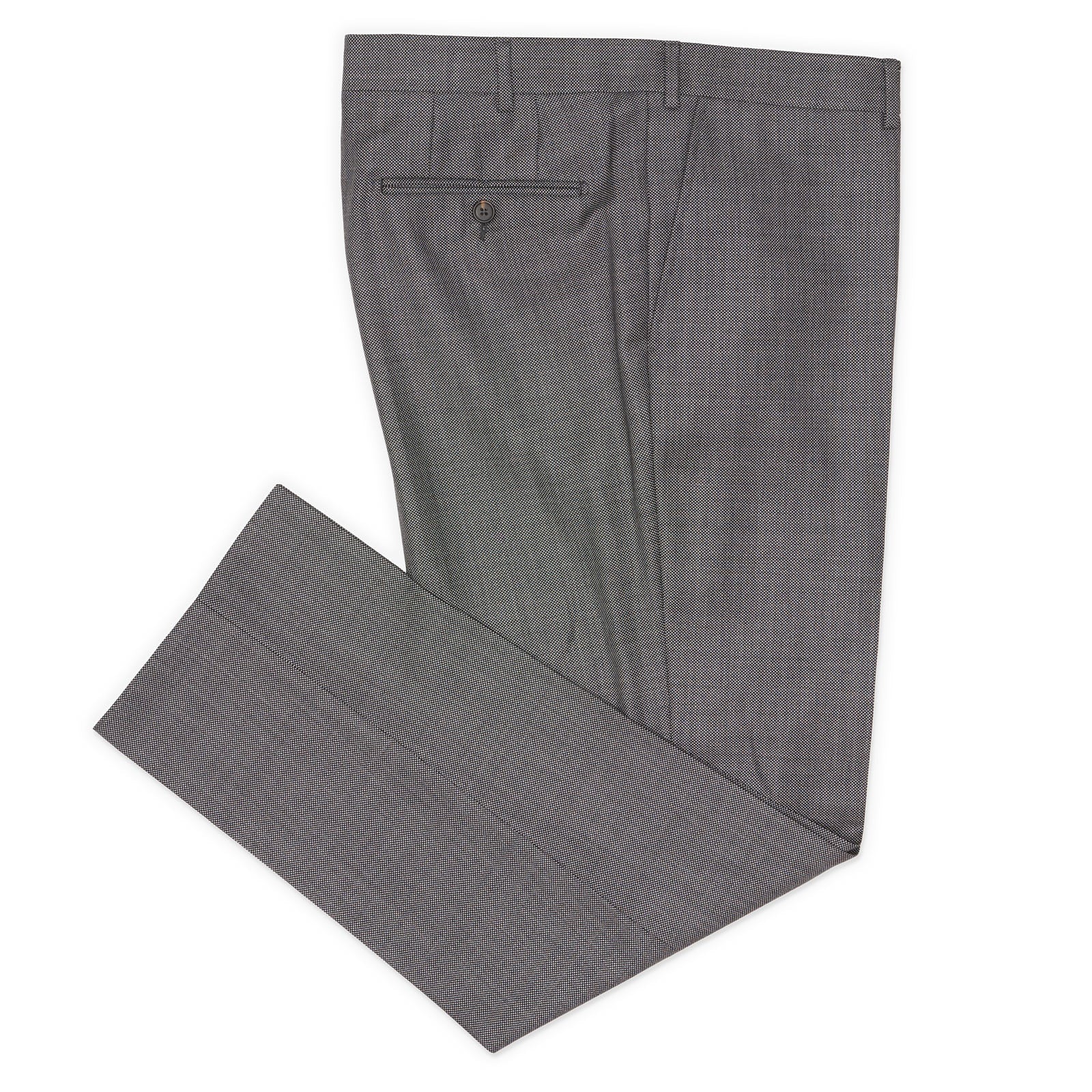 VANNUCCI MILANO Gray Wool Birdseye Dress Pants EU 56 NEW US 40