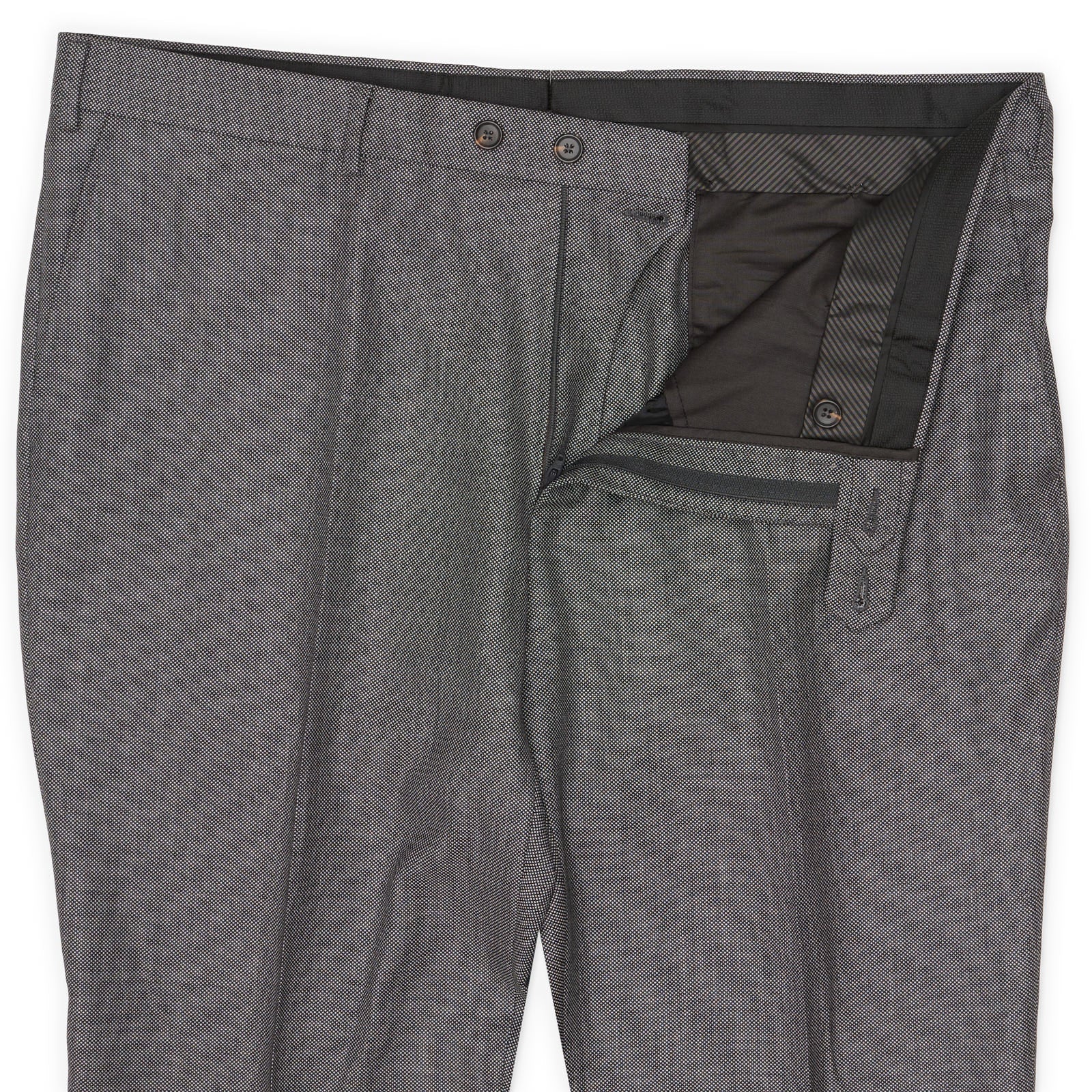 VANNUCCI MILANO Gray Wool Birdseye Dress Pants EU 56 NEW US 40