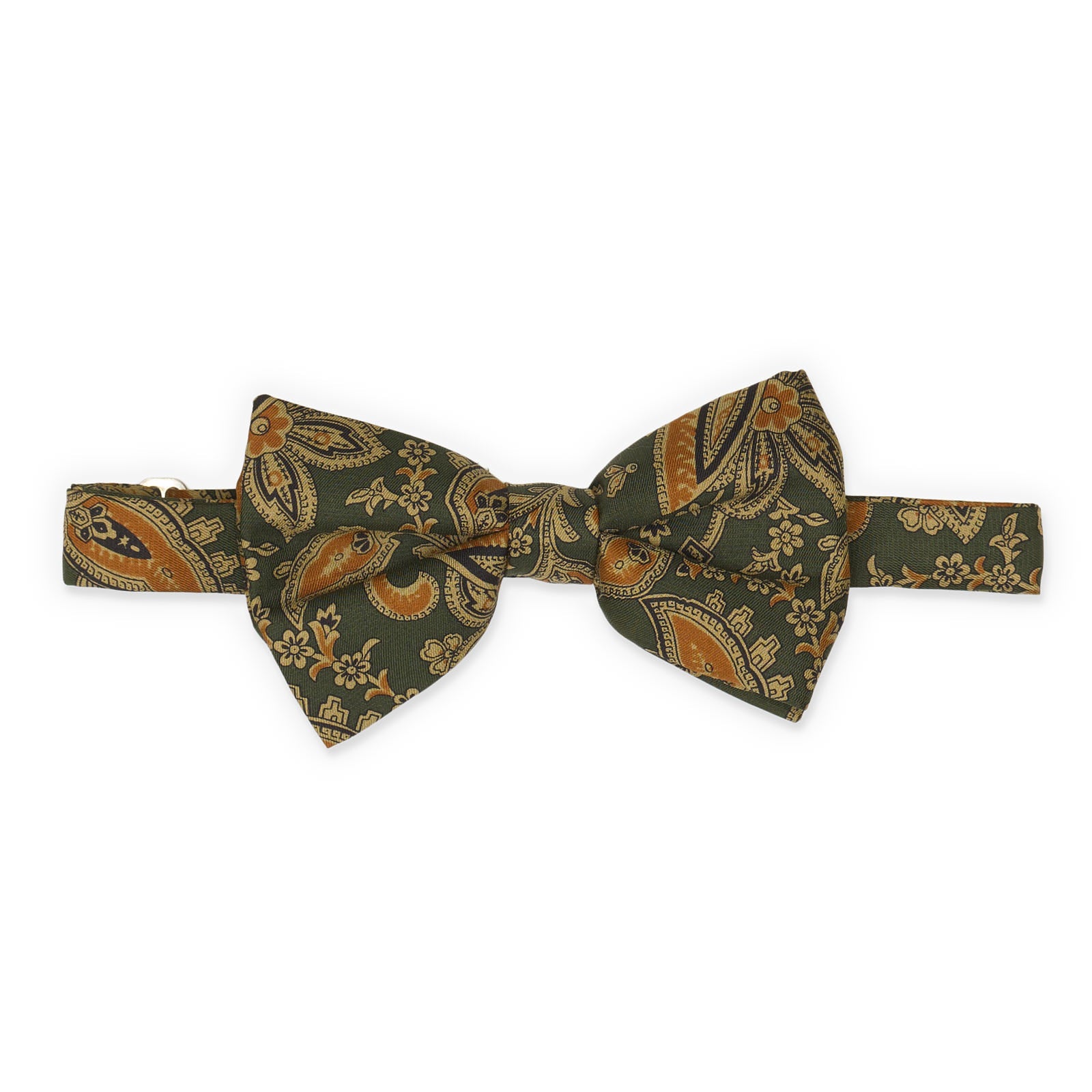 VANNUCCI MILANO Green Floral Classic Silk Bow Tie NEW