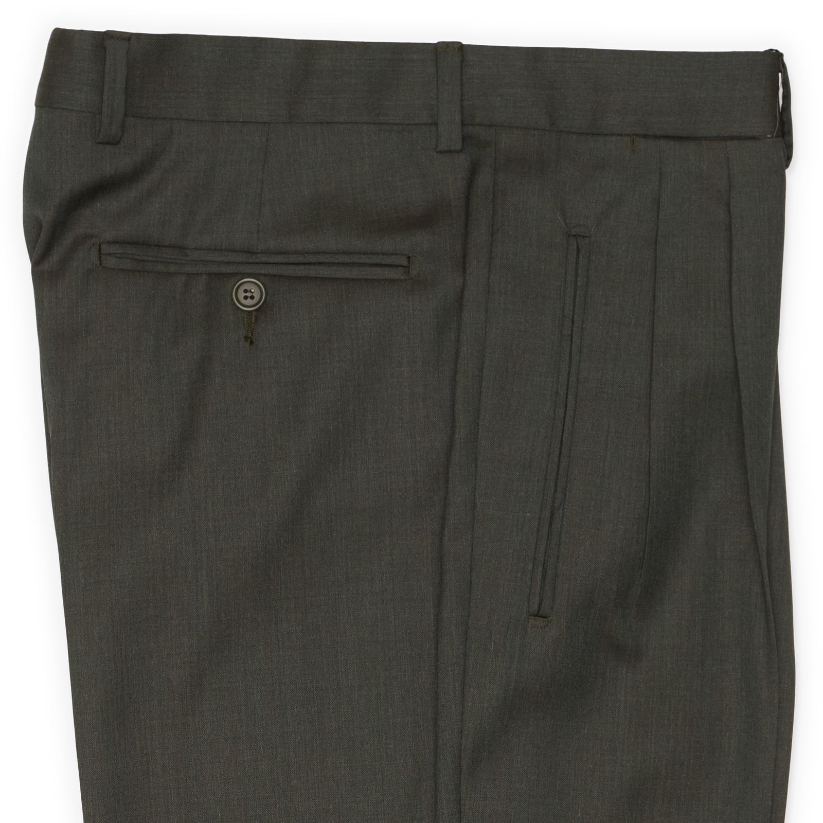 VANNUCCI MILANO Olive Green Loro Piana Wool Dress Pants EU 46 NEW US 30