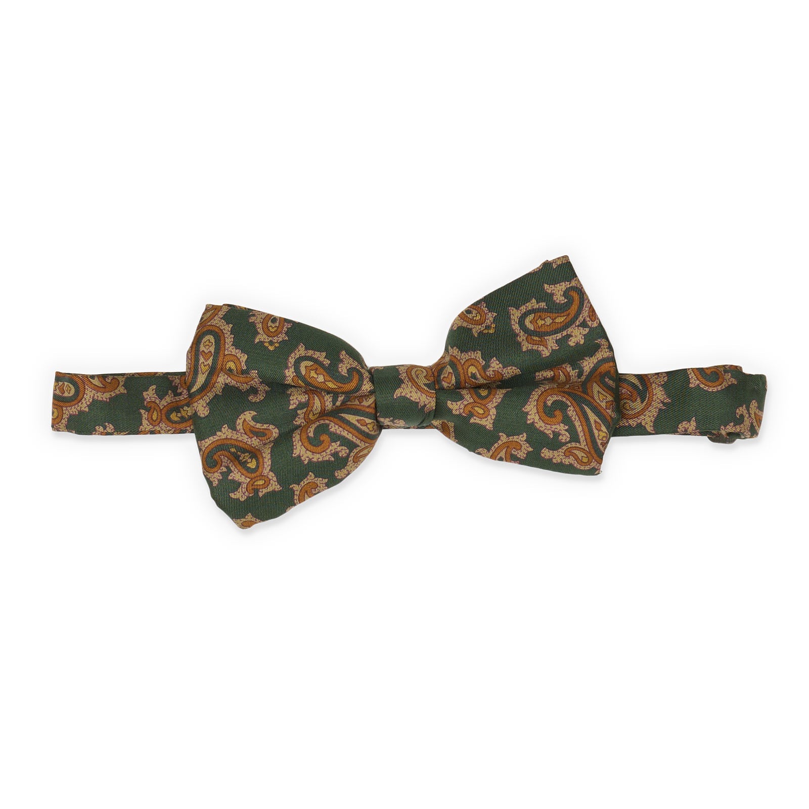 VANNUCCI MILANO Green Paisley Classic Silk Bow Tie NEW