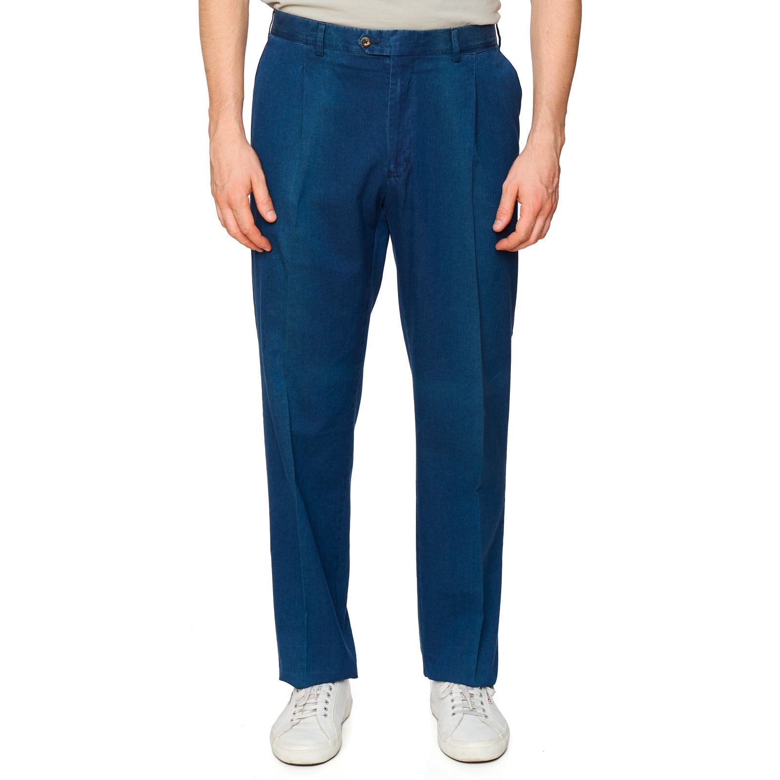 VANNUCCI MILANO Blue Chino Denim Pants EU 52 NEW US 36