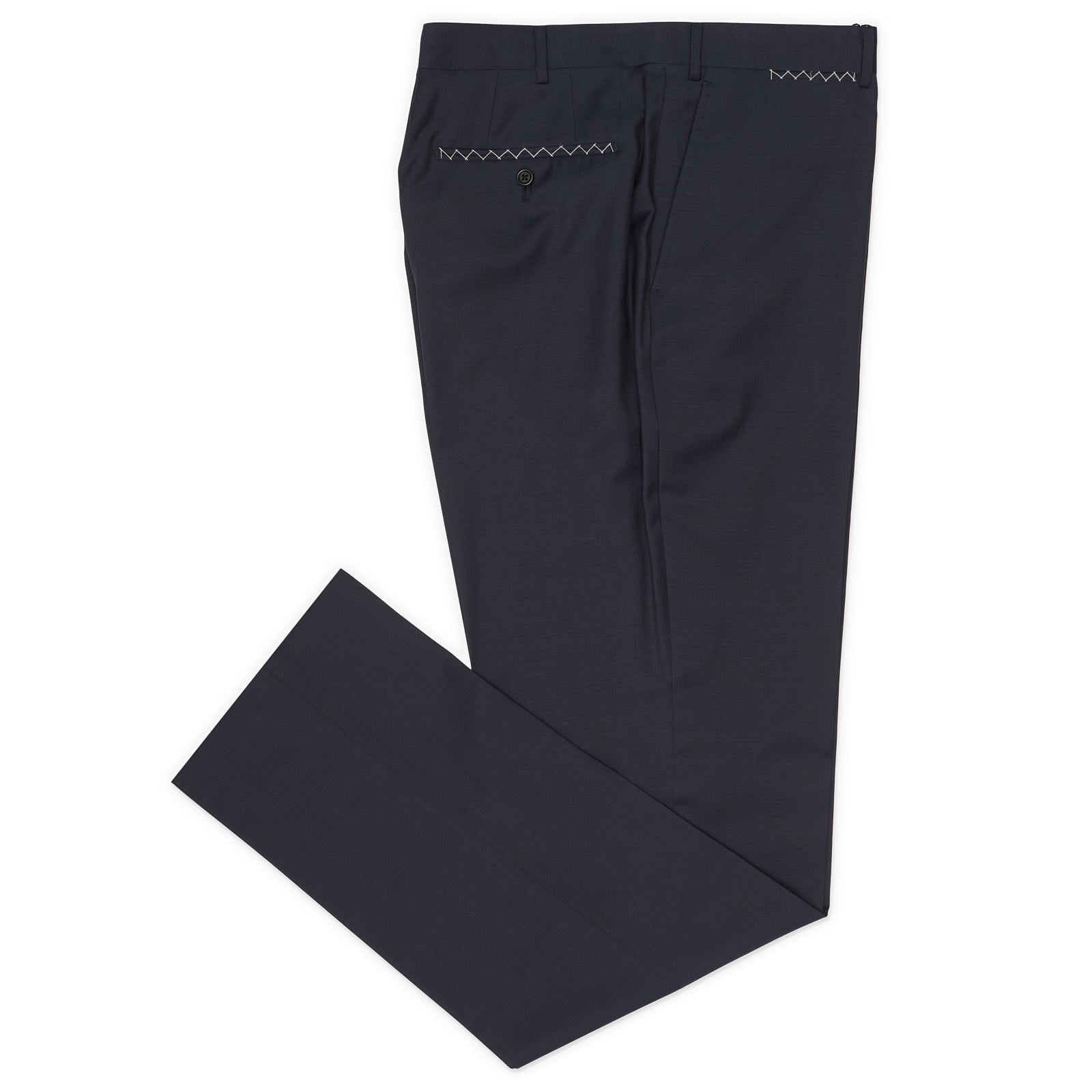 VANNUCCI MILANO Handmade Navy Blue Wool Twill Dress Pants EU 58 NEW US 42