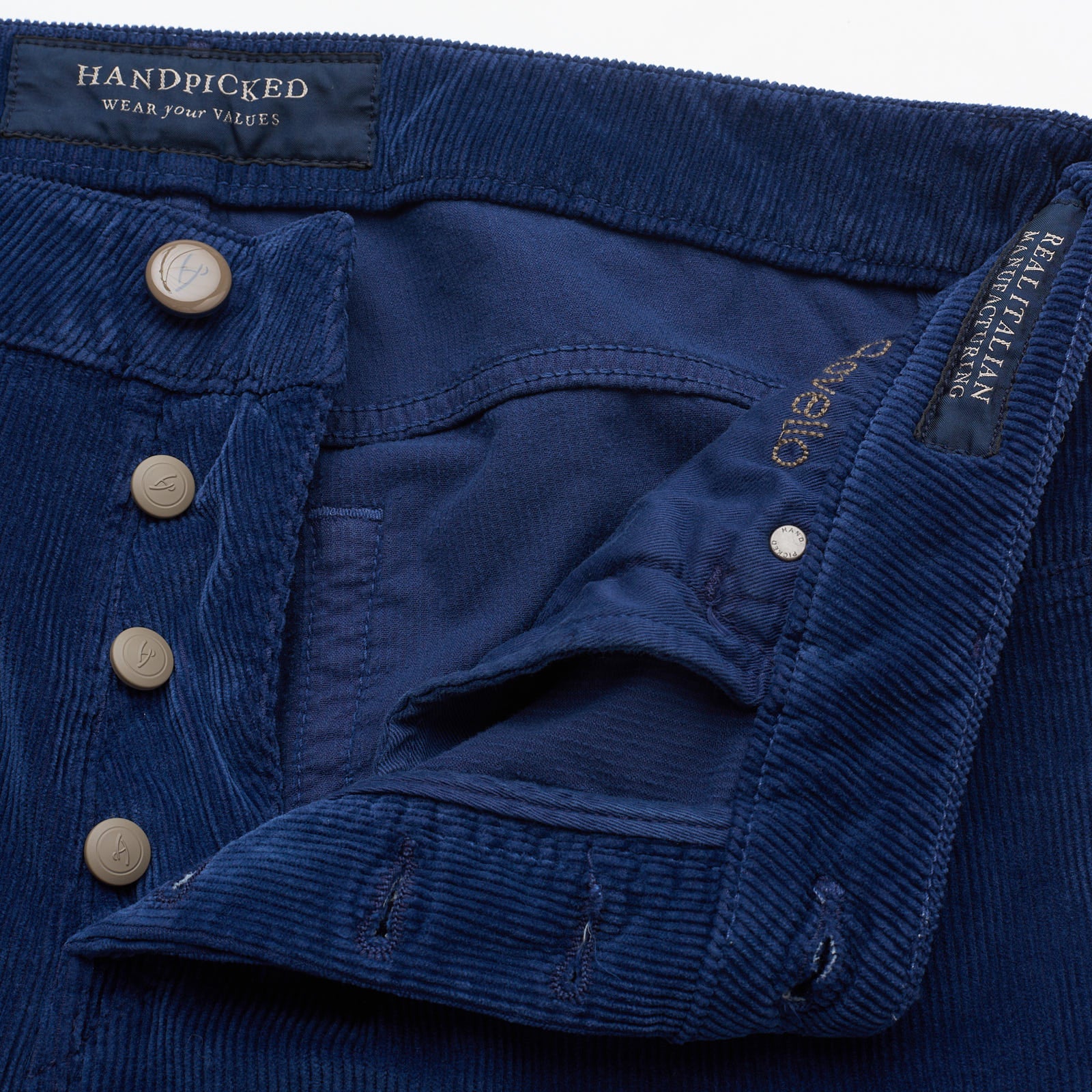 HANDPICKED Blue "RAVELLO" Stretch Corduroy Jeans NEW Slim Fit