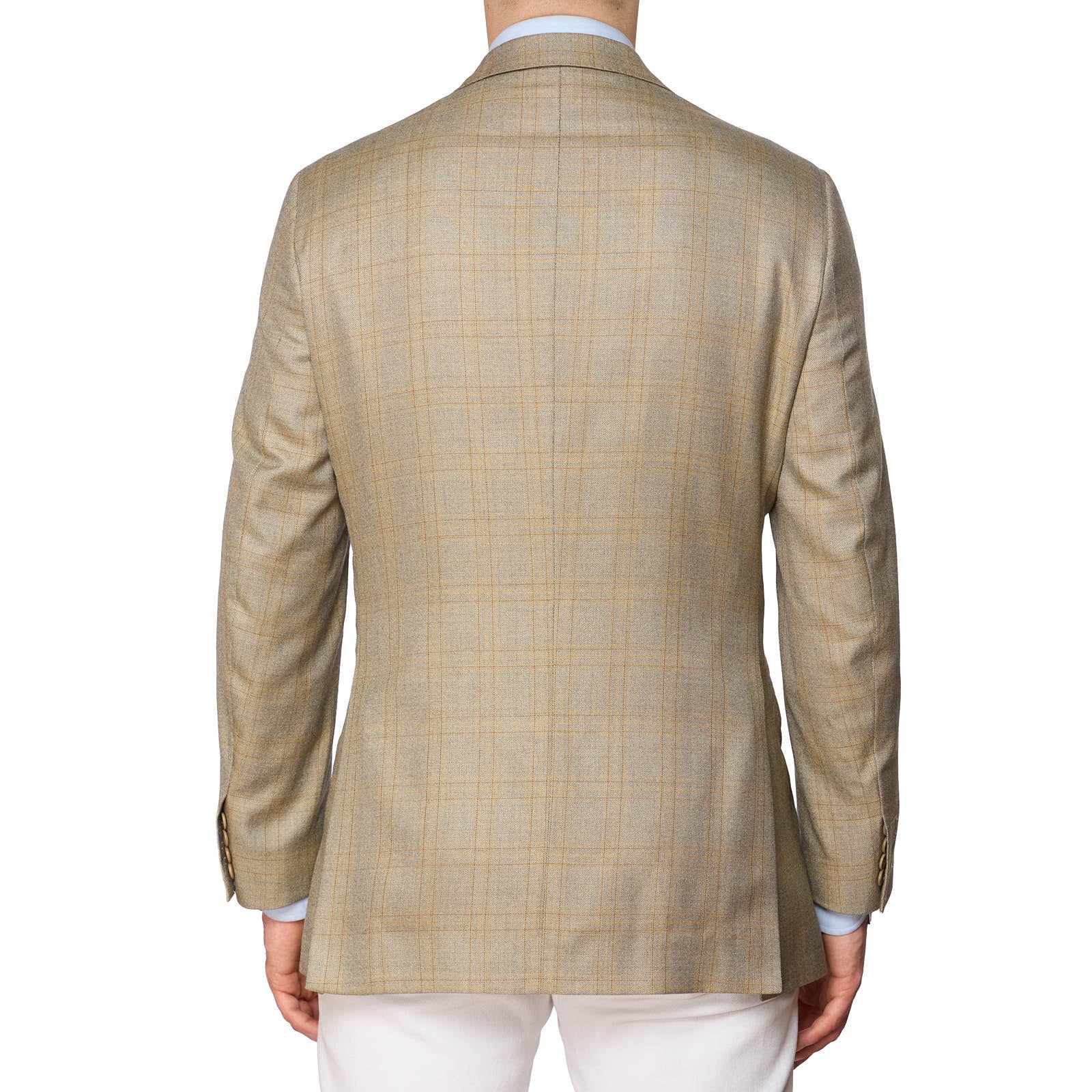 VANNUCCI Milano Beige Plaid Silk-Wool Super 120's Jacket EU 50 NEW US 40