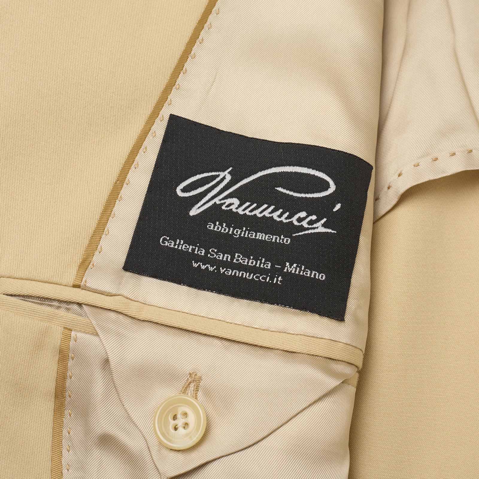 VANNUCCI Milano Beige Pure Cotton Half Lined Jacket EU 56 NEW US 46