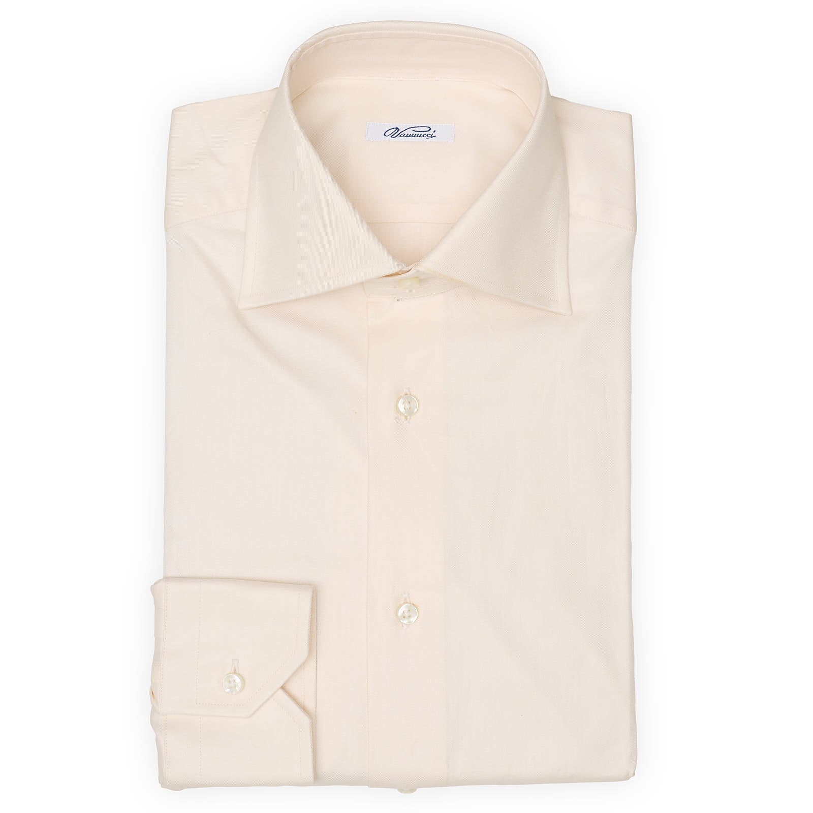 VANNUCCI Milano Beige Twill Cotton Dress Shirt EU 38 NEW US 15