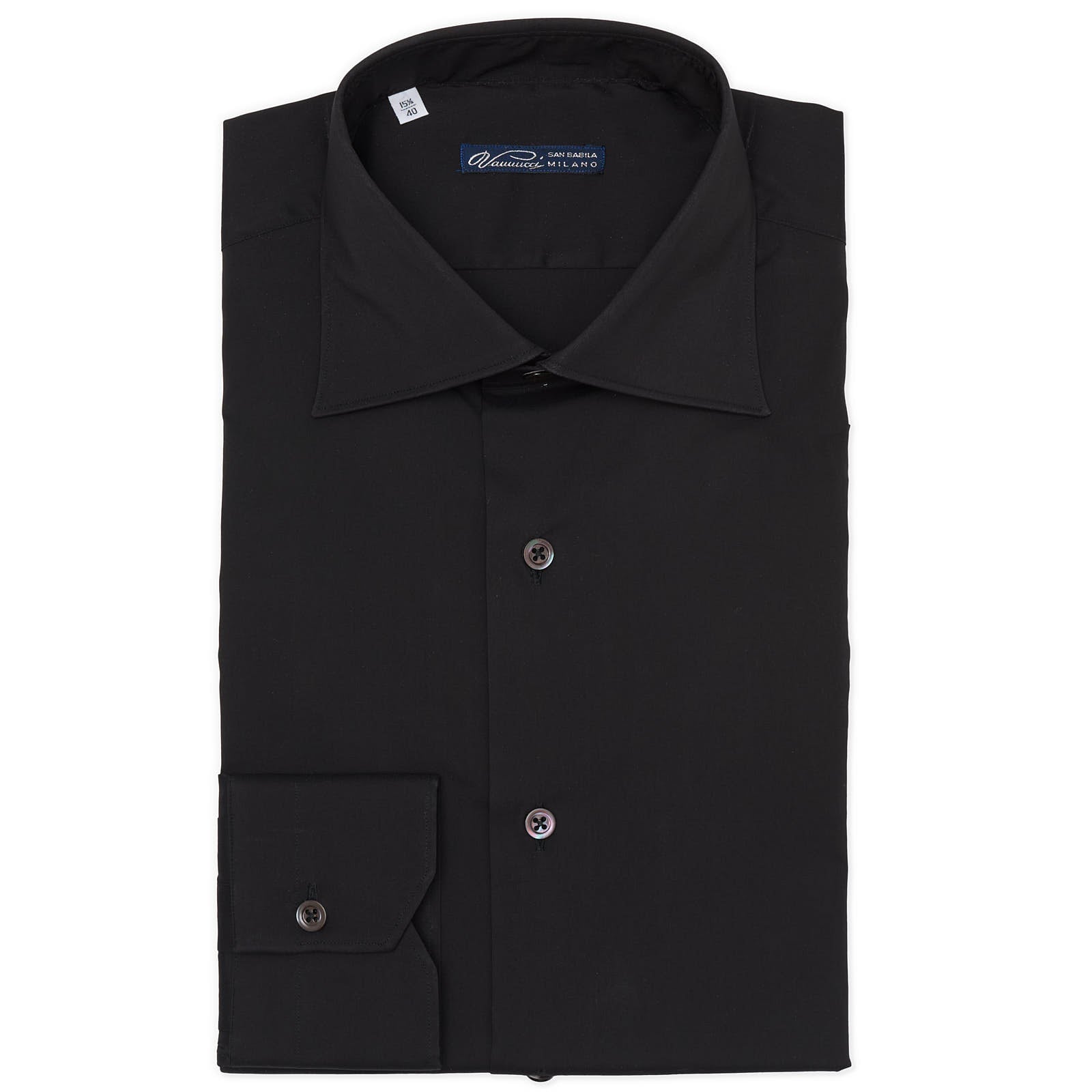 VANNUCCI Milano Black Cotton Stretch Fabric Dress Shirt NEW