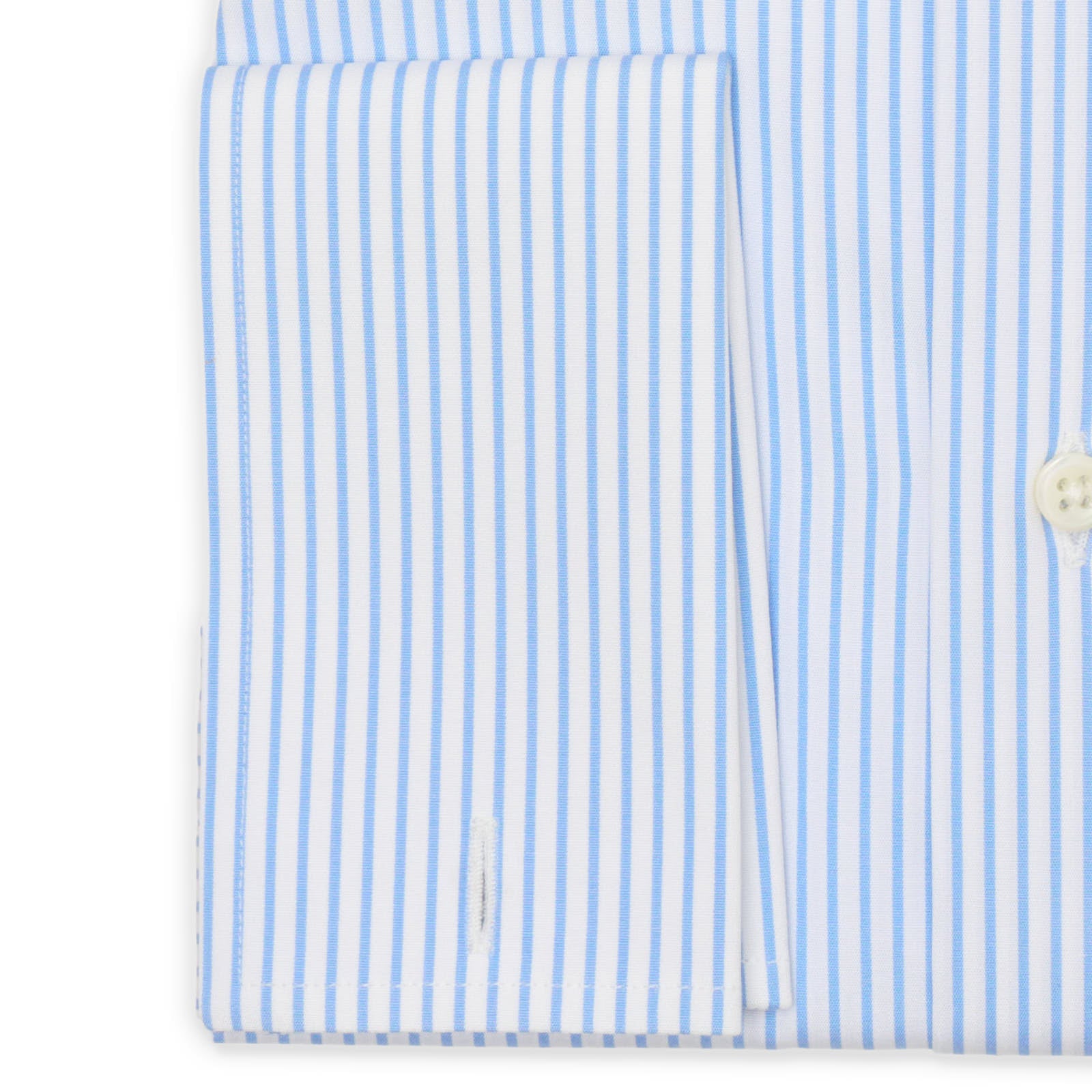VANNUCCI Milano Blue-White Striped Cotton French Cuff Dress Shirt NEW
