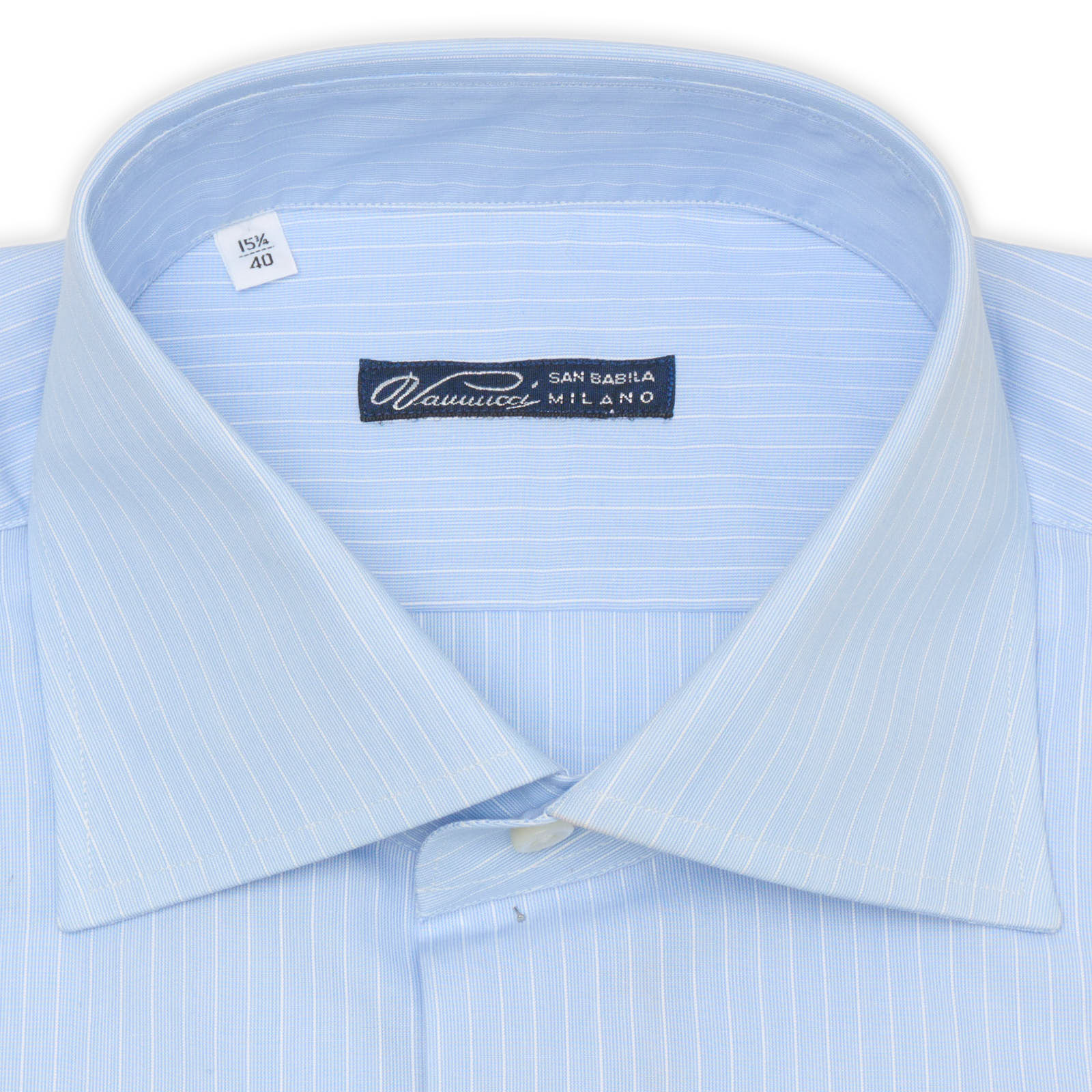 VANNUCCI Milano Blue Striped Cotton French Cuff Dress Shirt EU 40 NEW US 15.75