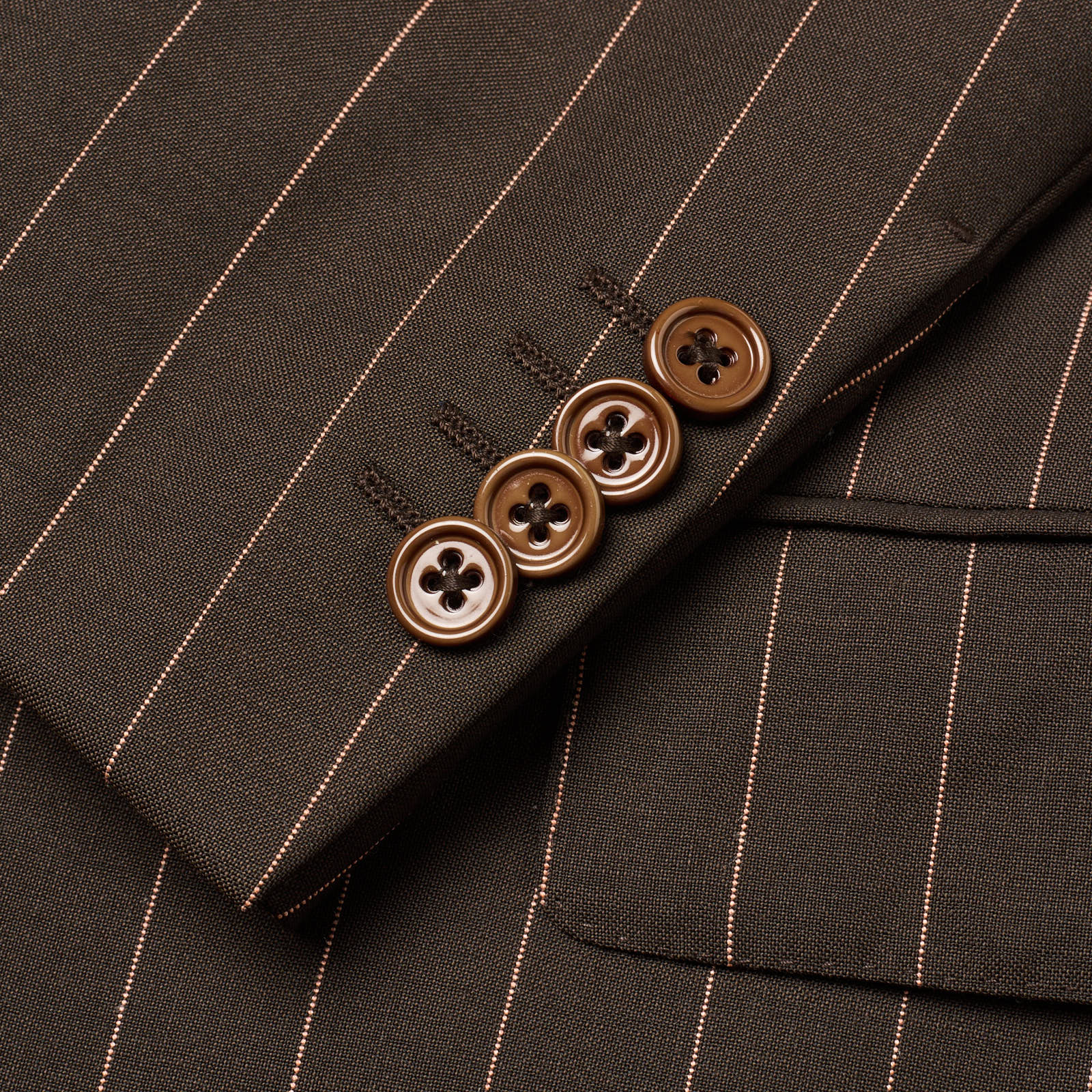 VANNUCCI Milano Brown Pinstripe Wool Super 100's Suit EU 46 NEW US 36