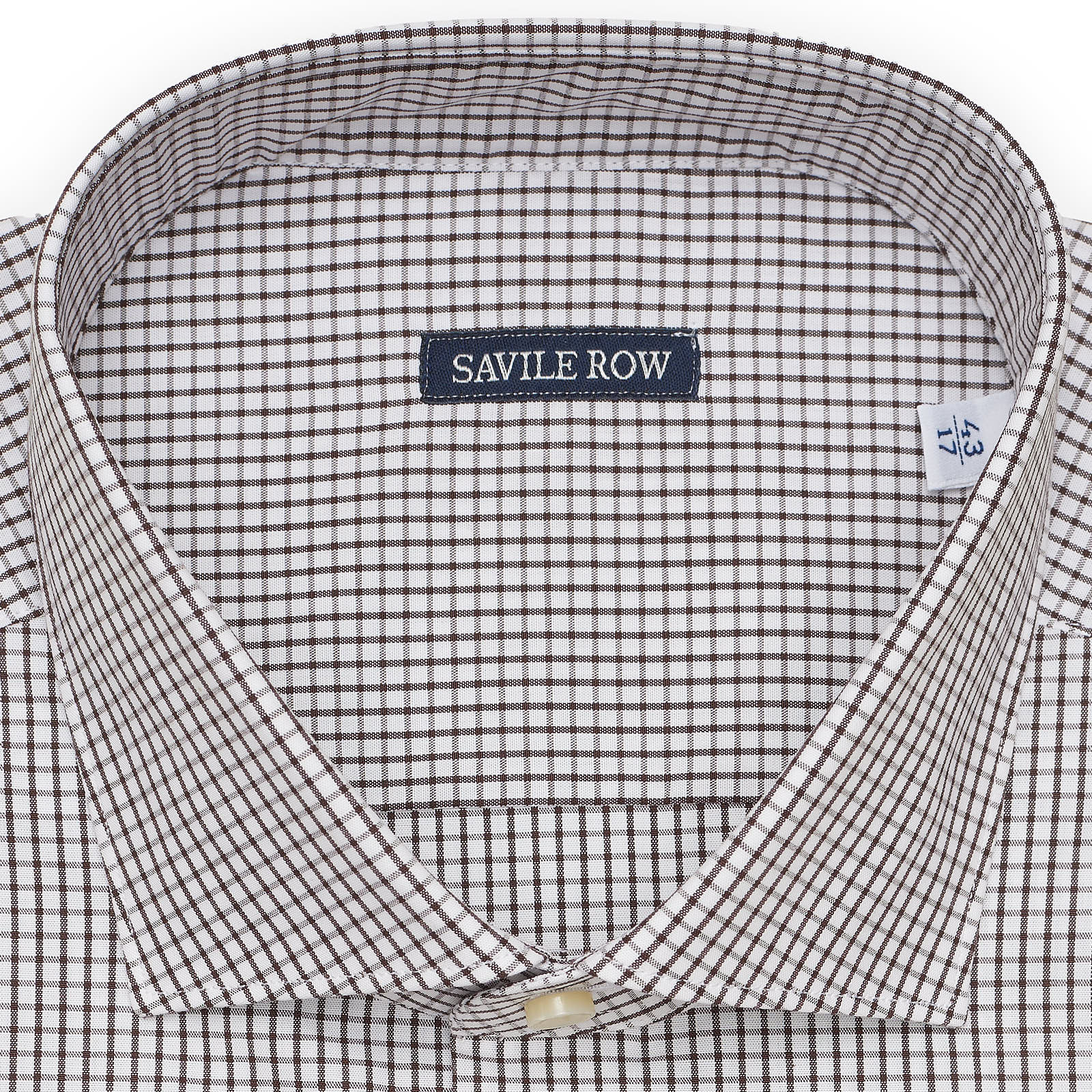 SAVILE ROW Brown Plaid Cotton Dress Shirt EU 43 NEW US 17
