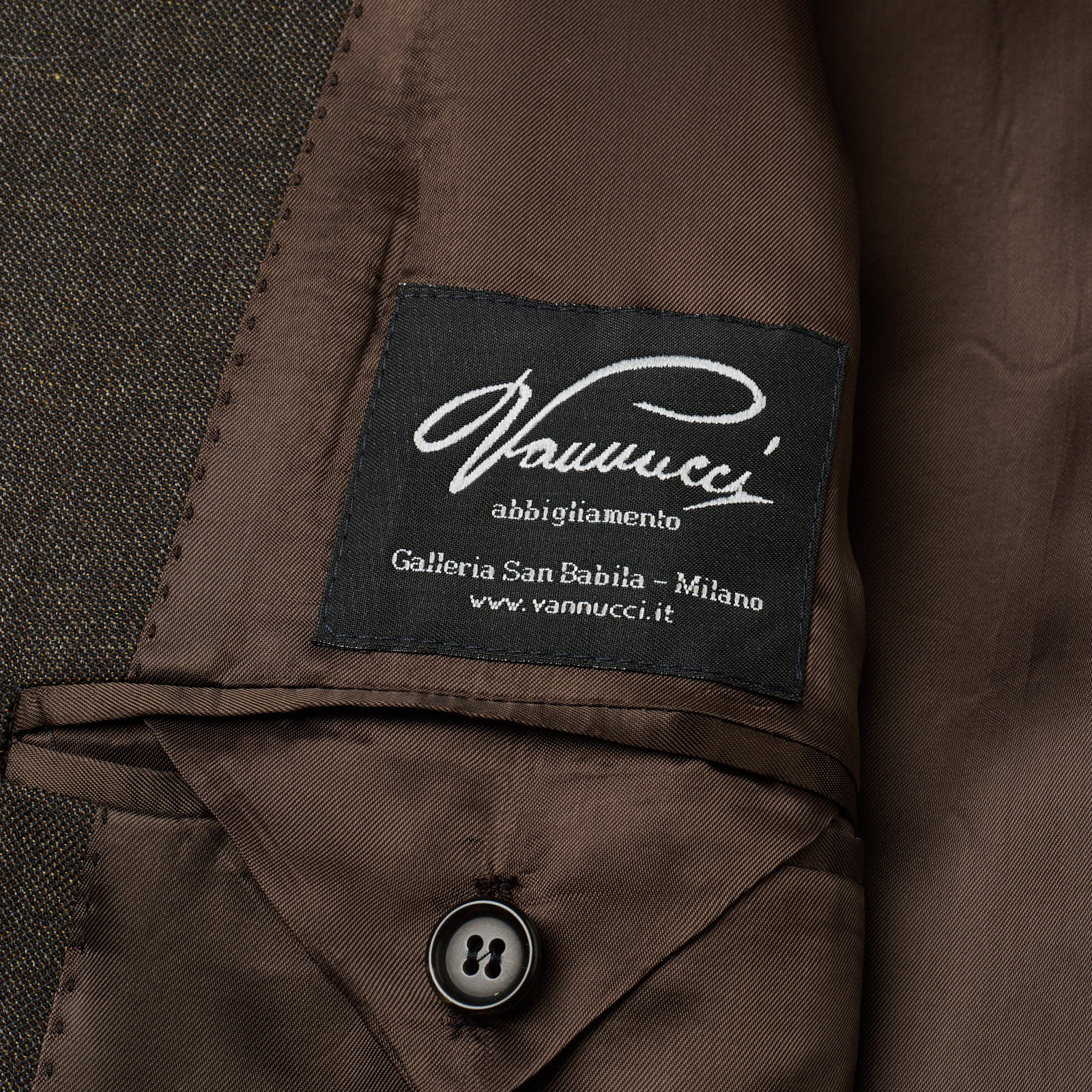 VANNUCCI Milano Brown Virgin Wool Super 100's Suit EU 58 NEW US 46