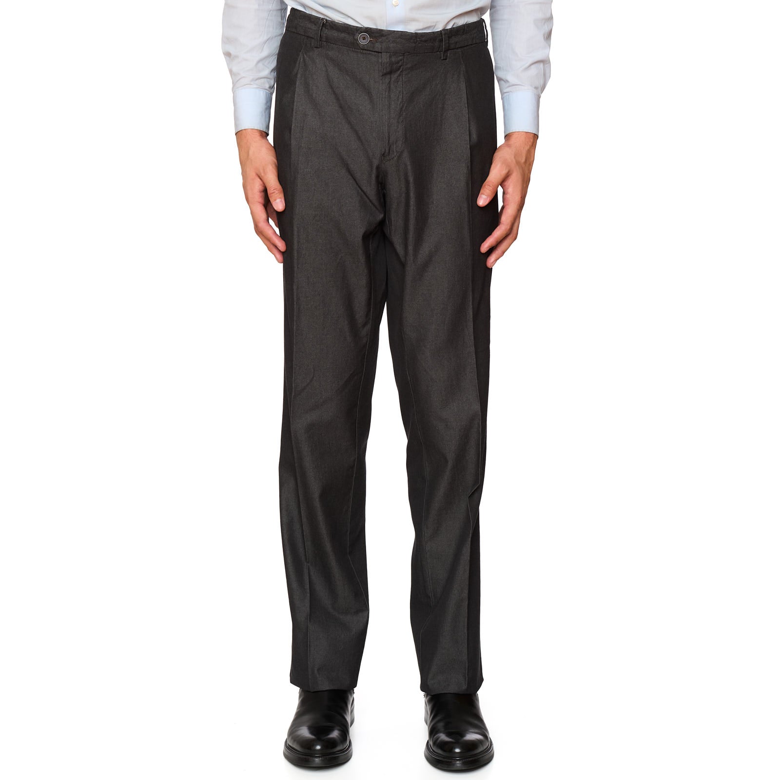 VANNUCCI Milano Charcoal Gray Cotton Dress Pants NEW