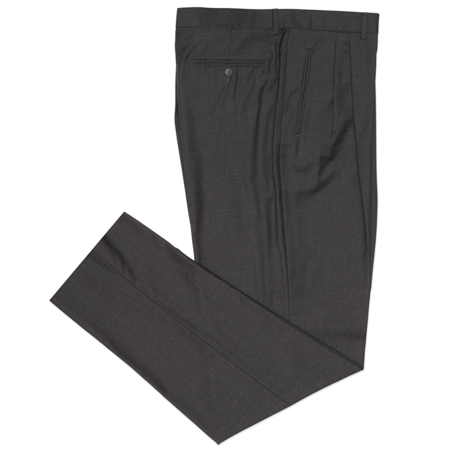 VANNUCCI Milano Dark Gray Loro Piana Wool Super 120's Dress Pants EU 58 NEW US 42