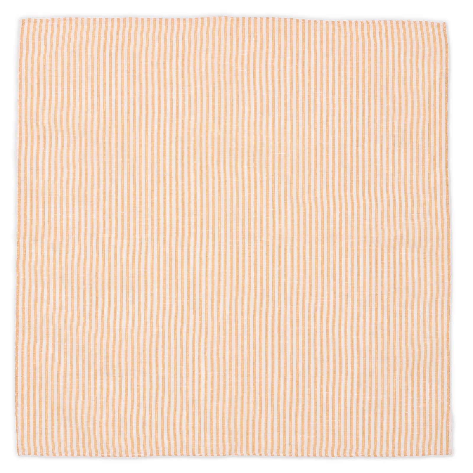 VANNUCCI Milano Handmade Orange-White Striped Cotton Pocket Square NEW 33cm x 33cm