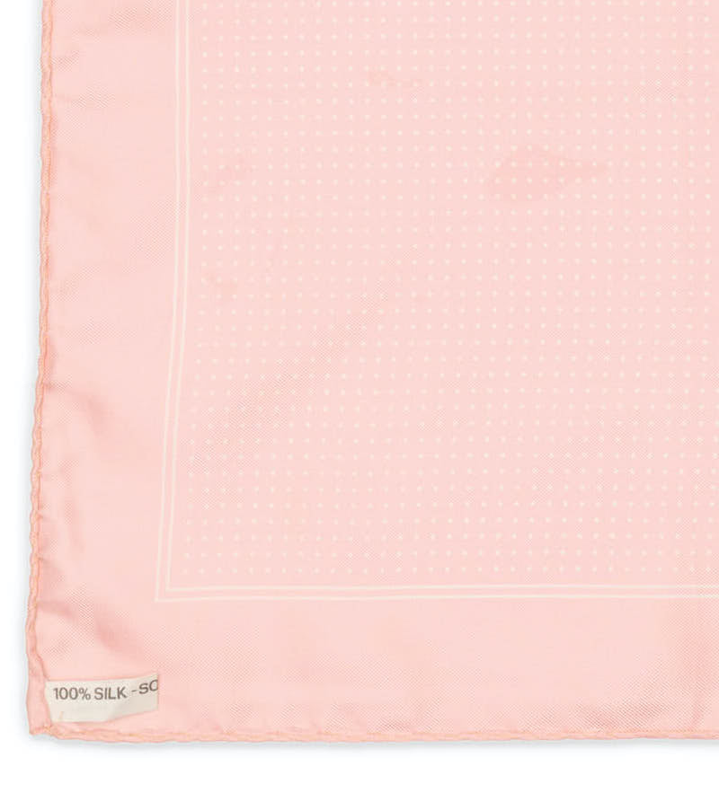 VANNUCCI Milano Handmade Pink Dot Silk Pocket Square NEW 31cm x 31cm