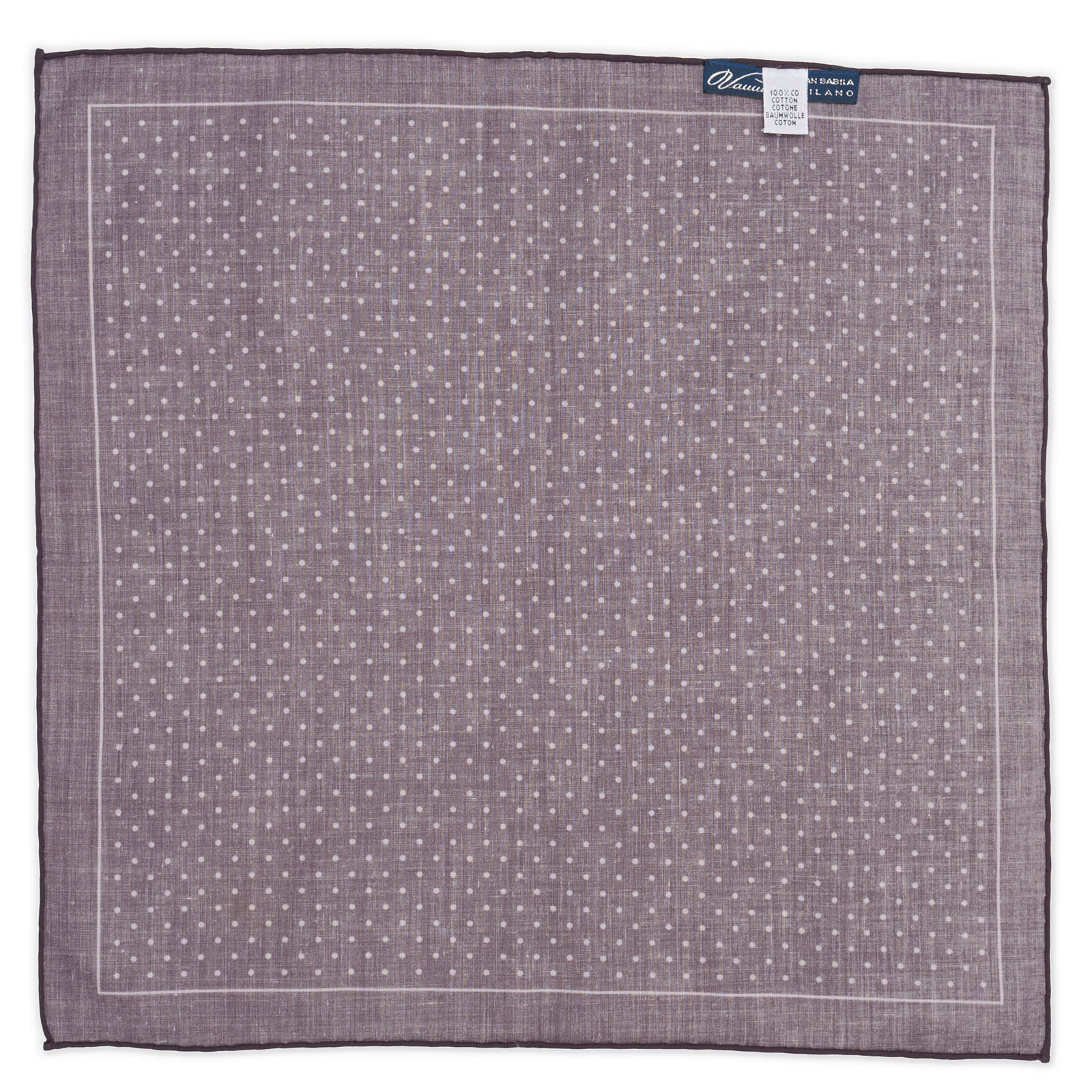 VANNUCCI Milano Handmade Purple Dot Cotton Pocket Square NEW 33cm x 32cm