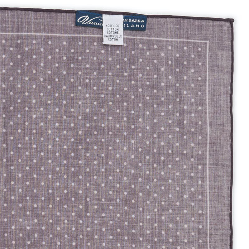 VANNUCCI Milano Handmade Purple Dot Cotton Pocket Square NEW 33cm x 32cm